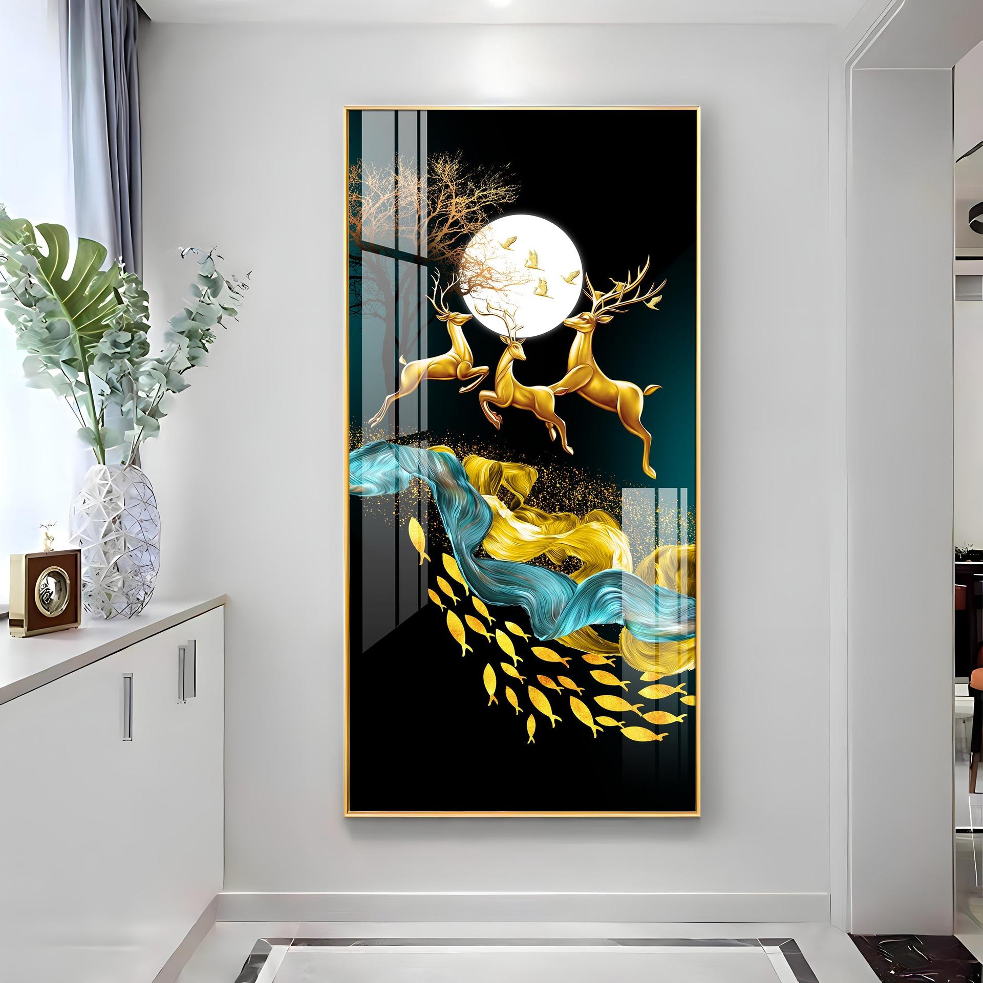 Jolly Deers With Koi Fish Premium Acrylic Vertical Wall Art - Image 8