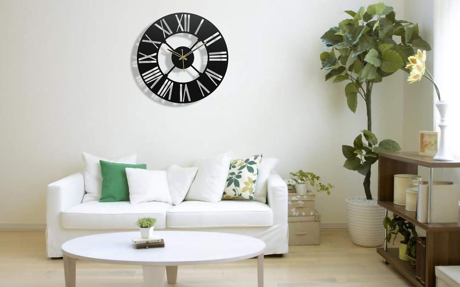 Solid Roamn Black Metal Wall Clock