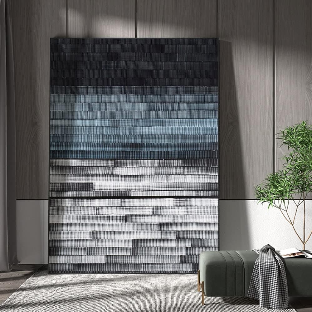 Oil Painting, Creative Blue Black Gray Space Stripes Texture Large Oil Painting - Image 4