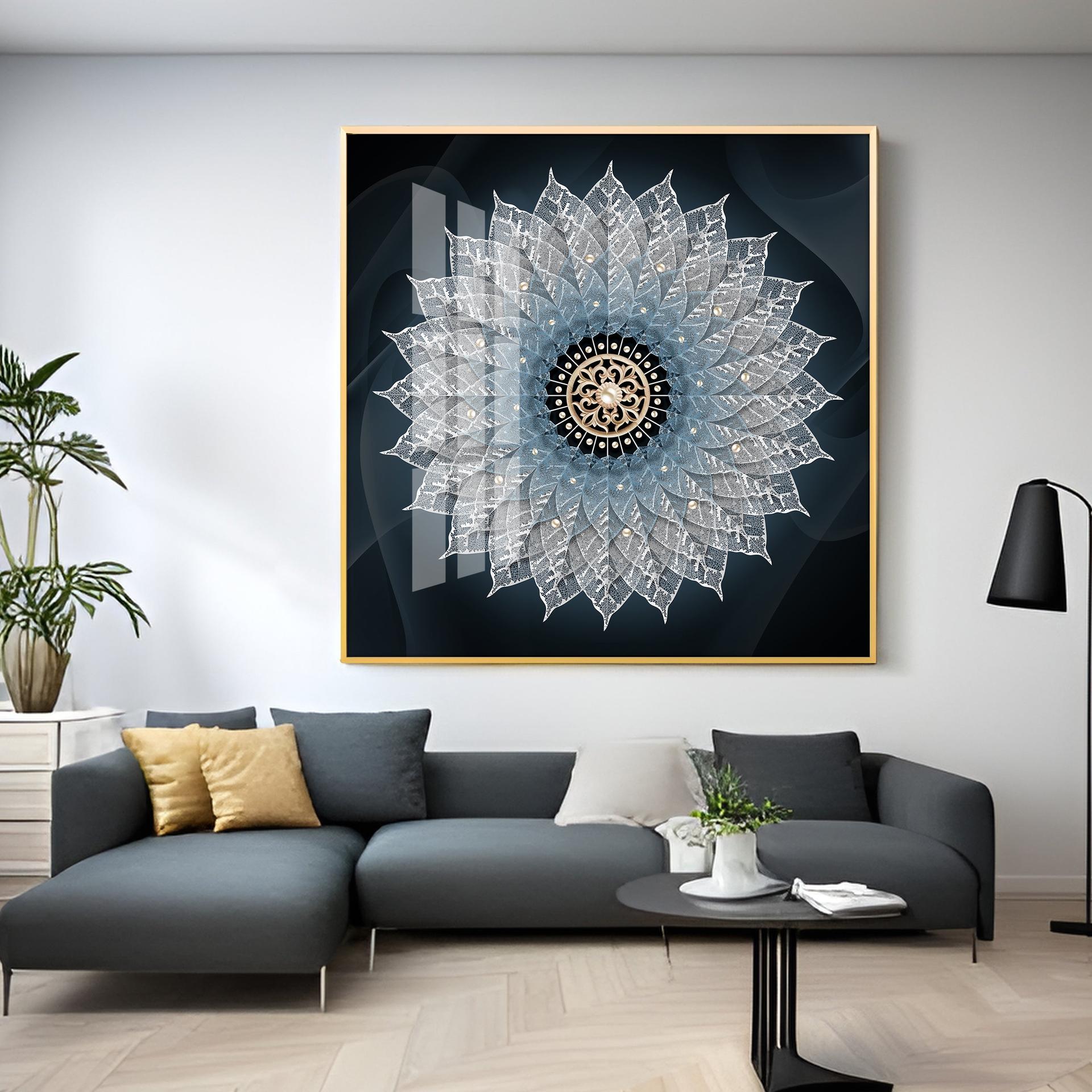 Crystal Flower Mandala Premium Acrylic Square Wall Art - Image 6