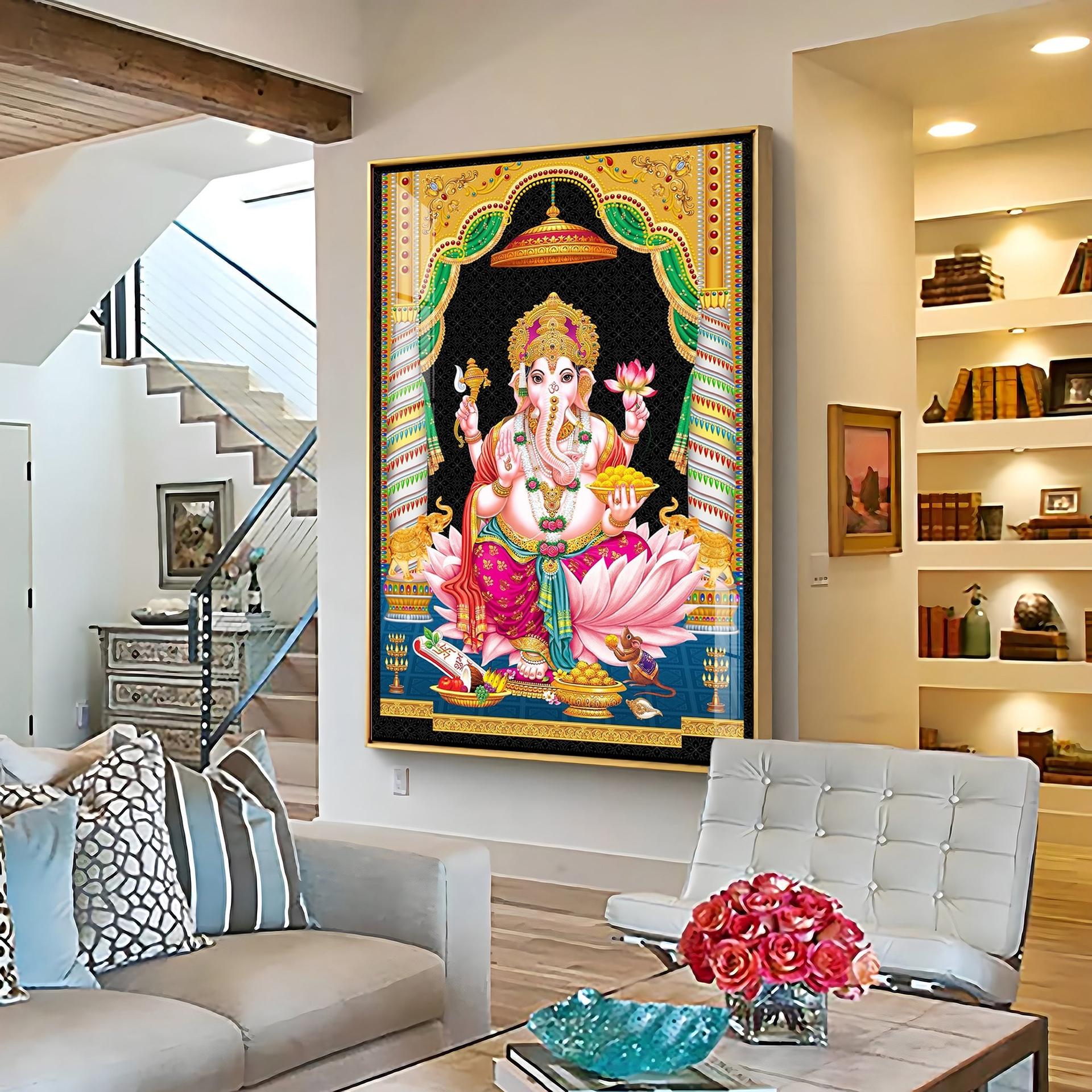 Divine Ganesh Serenity Premium Acrylic Vertical Wall Art - Image 5