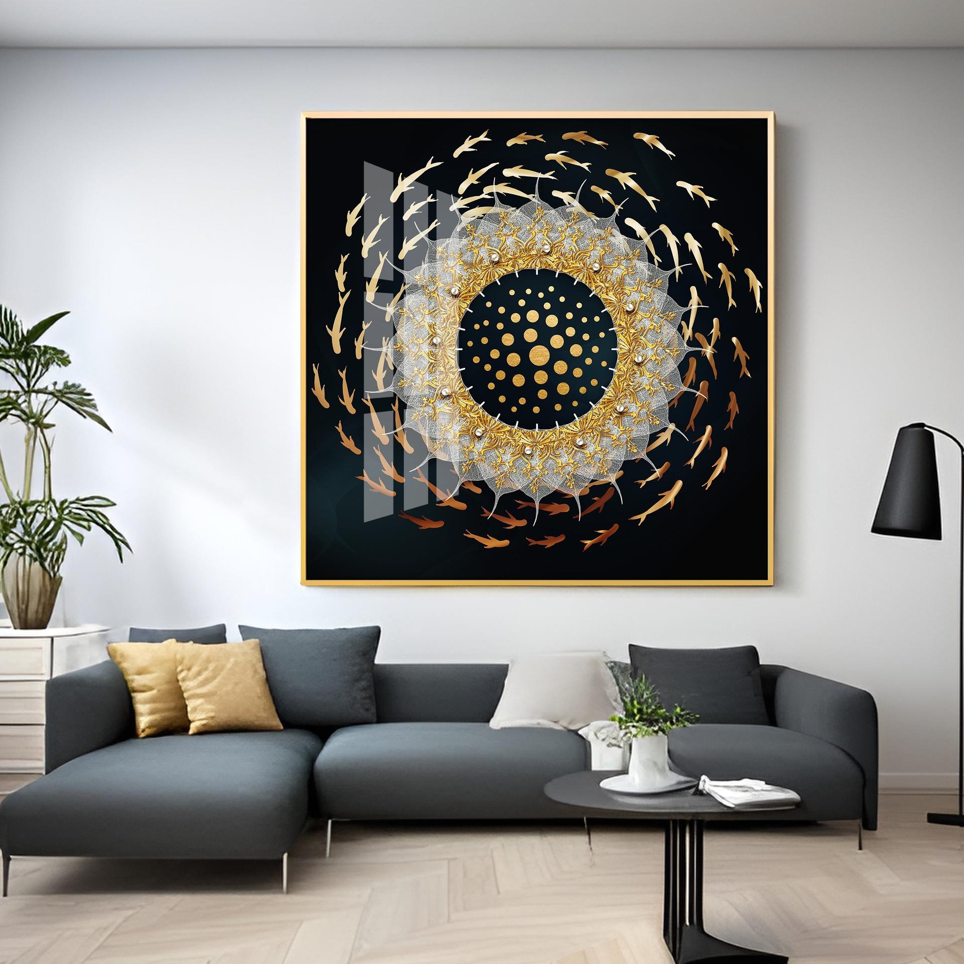 Swirling Fishes Premium Acrylic Square Wall Art - Image 7