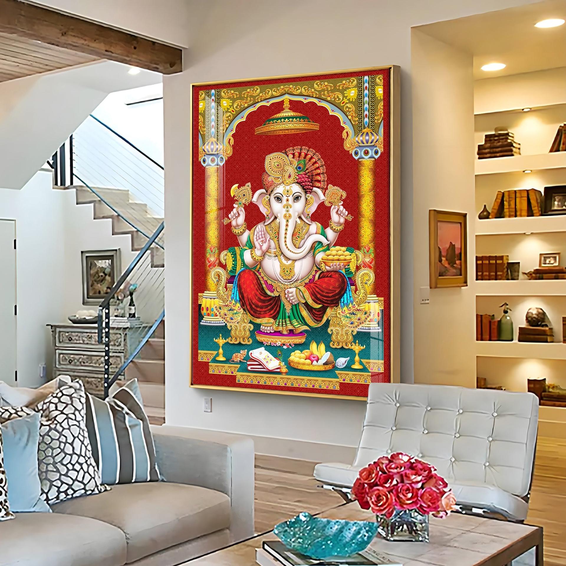 Majestic Lord Ganesha Premium Acrylic Vertical Wall Art - Image 4