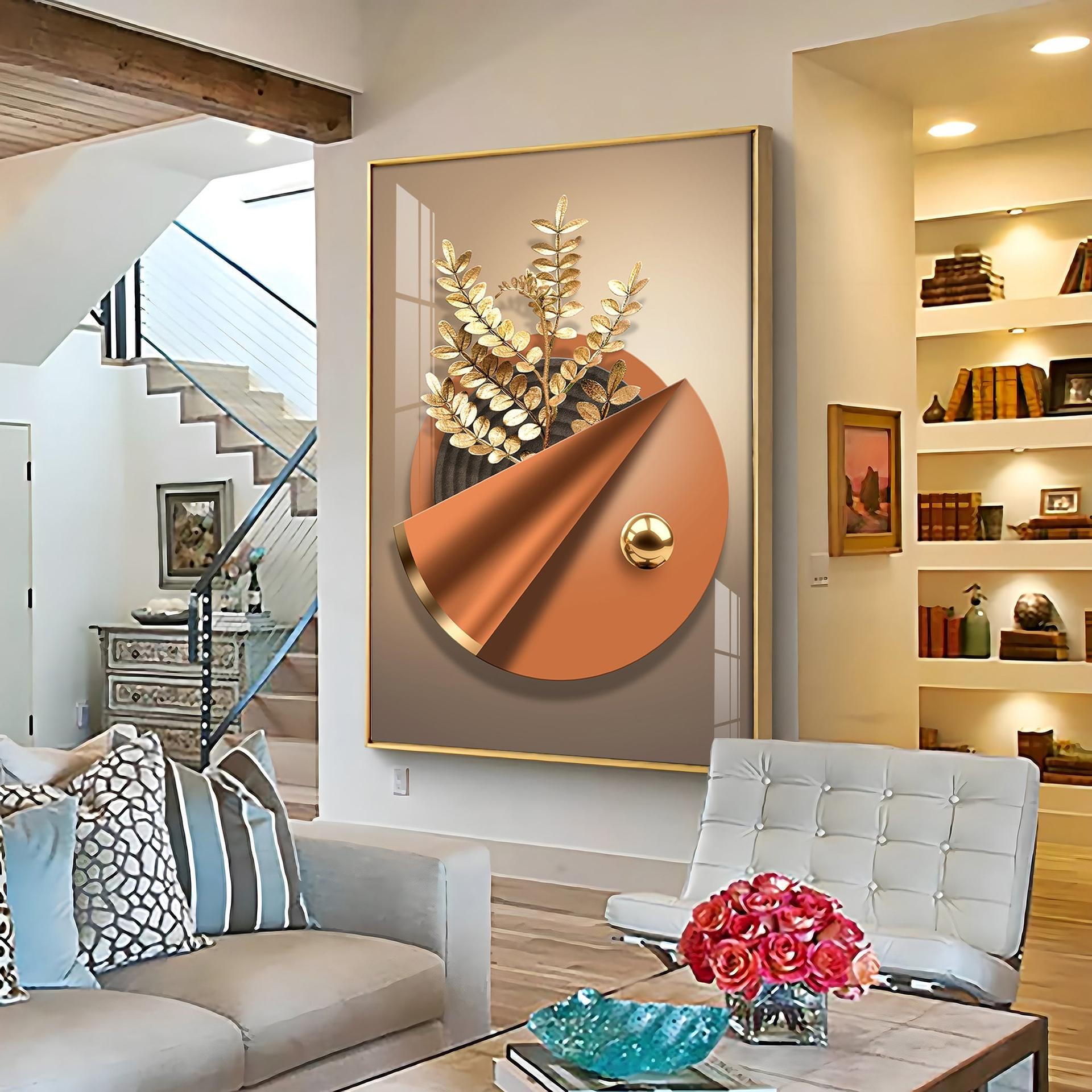 Aura Golden Petals Luxury Crystal Vertical Wall Art - Image 4