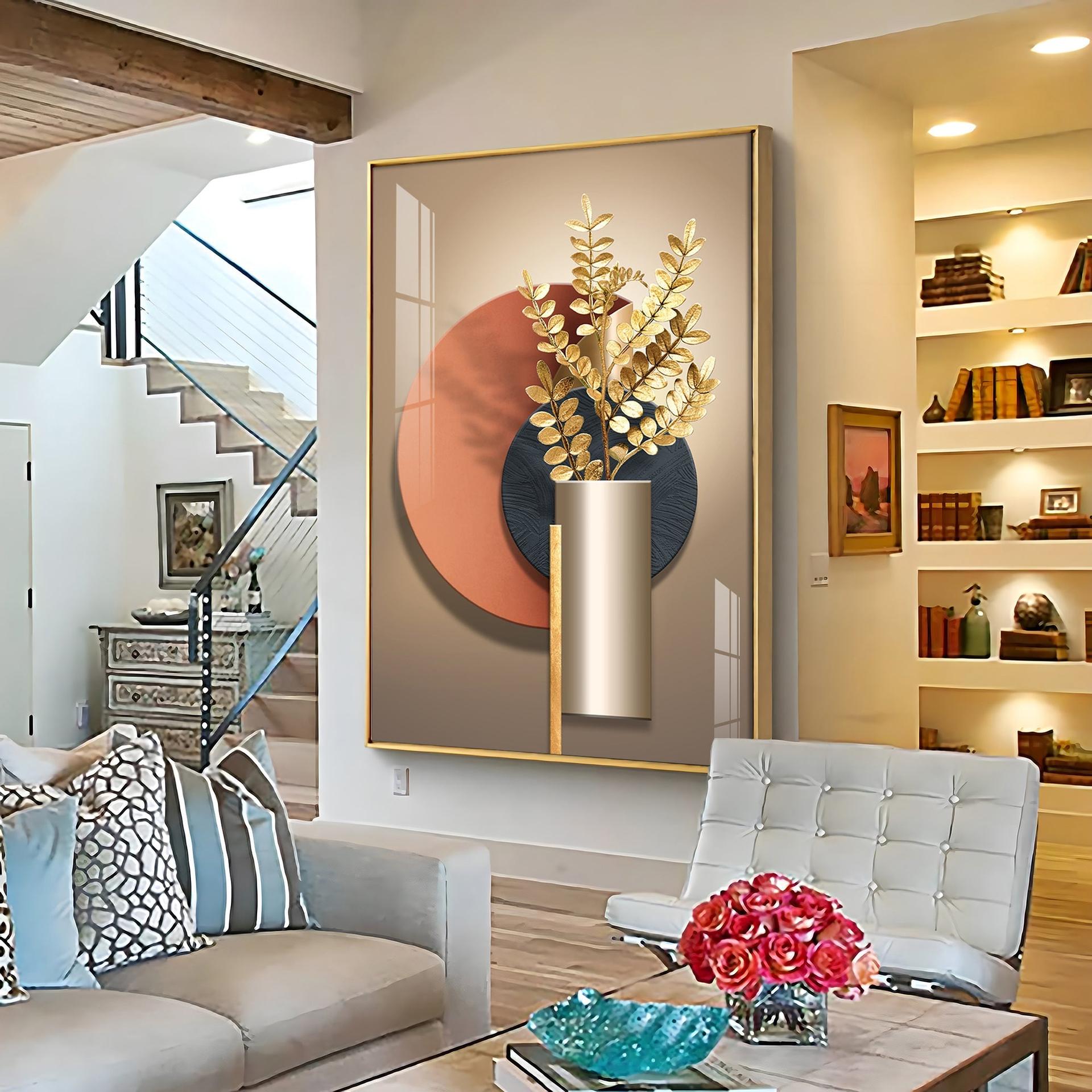 Floral Serenity Vase Luxury Crystal Vertical Wall Art - Image 13
