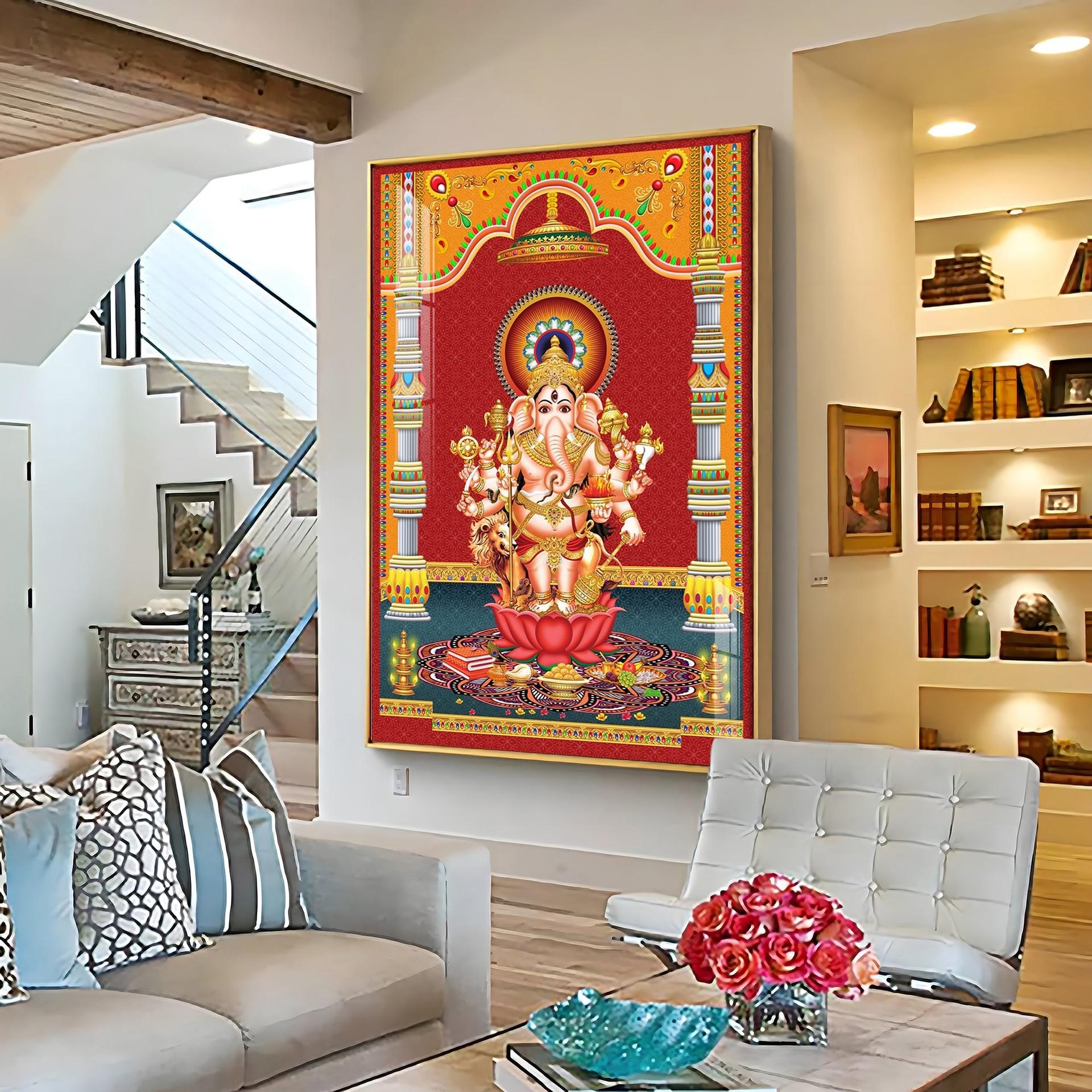 Lord Ganesh Blessings Premium Acrylic Vertical Wall Art - Image 5