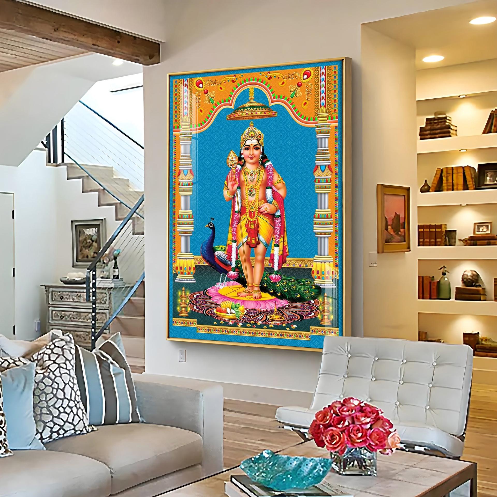 God Murugan Kartikeya Premium Acrylic Vertical Wall Art - Image 5