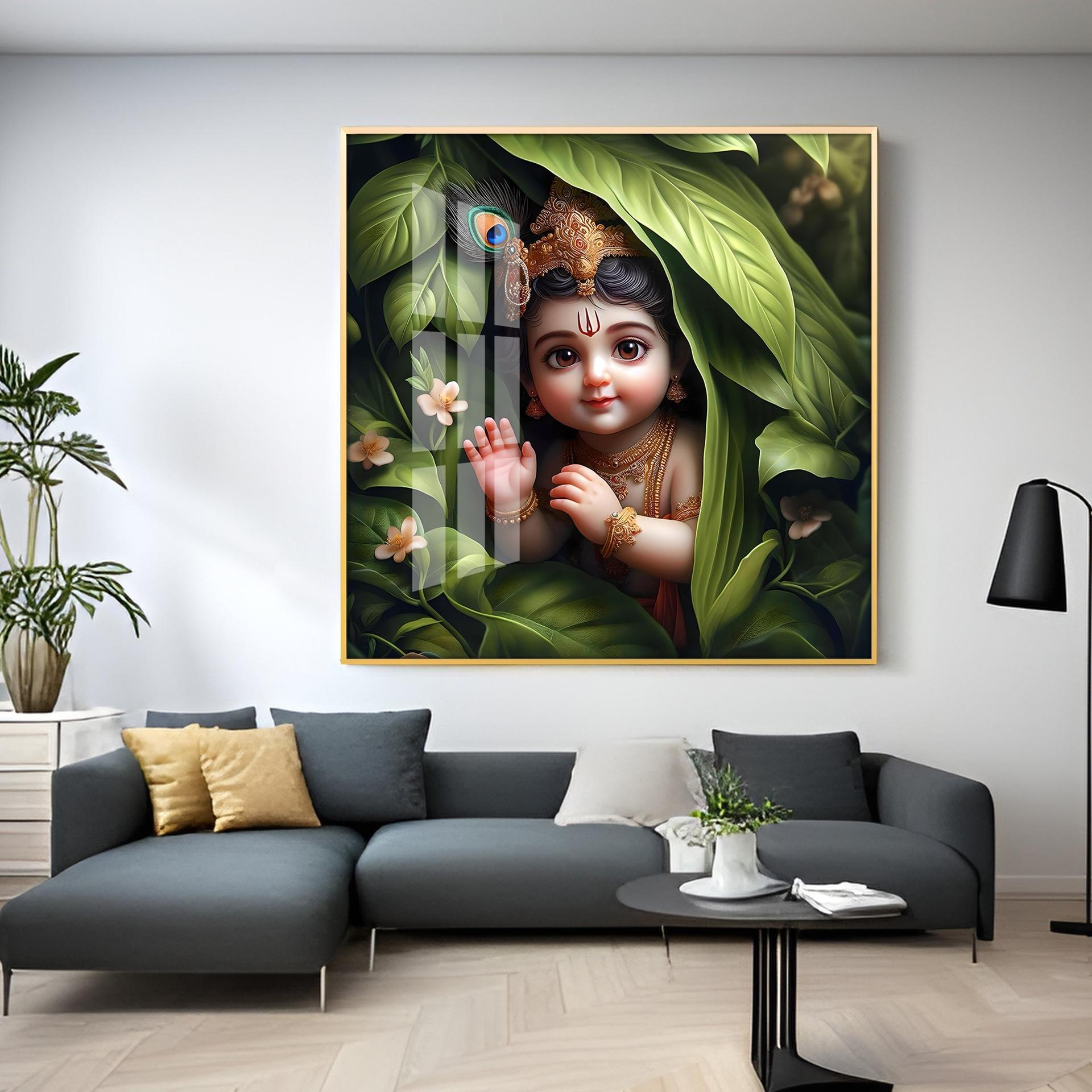 Ladoo Gopal Premium Acrylic Square Wall Art - Image 7