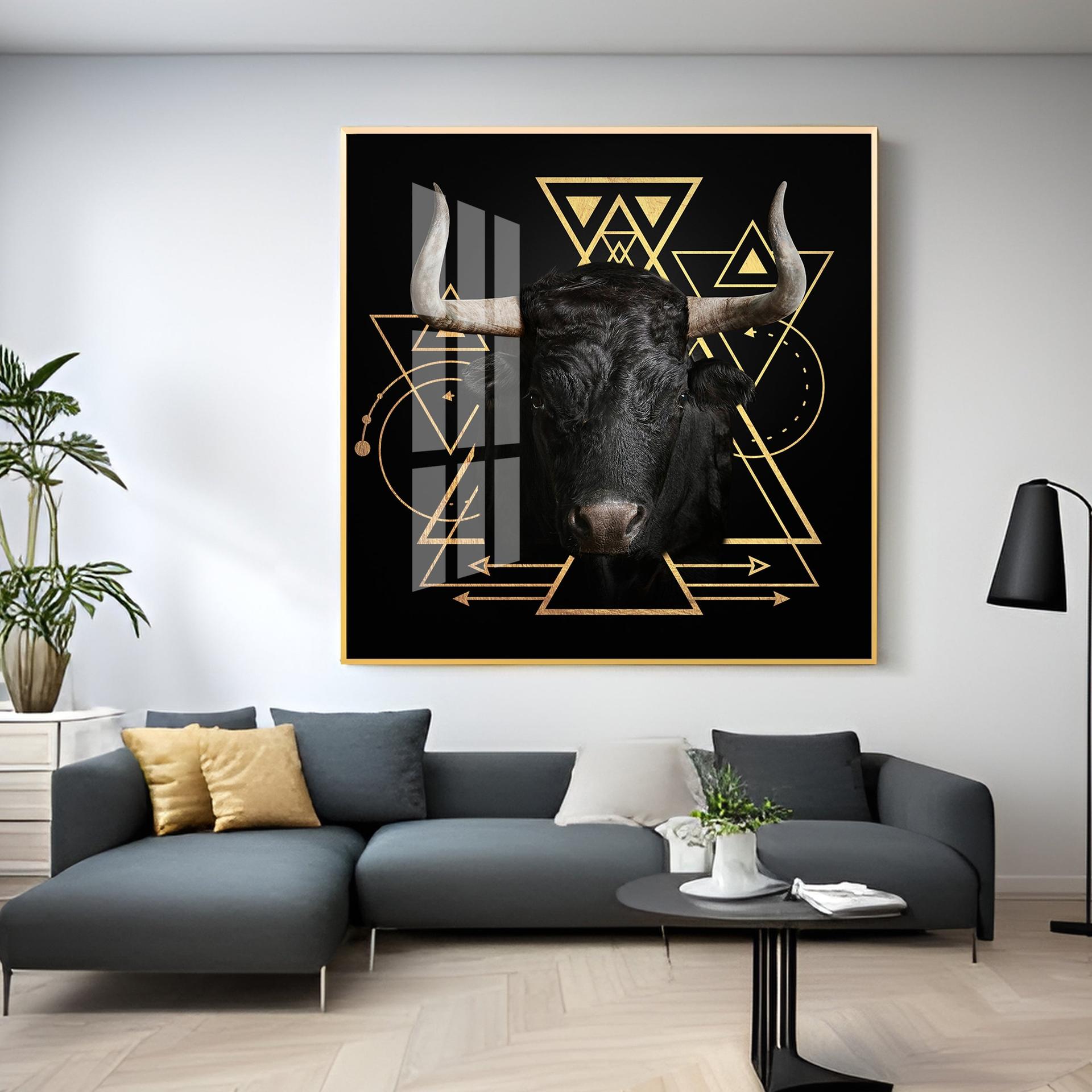 Gold Foil Geometric Figure Yak Premium Acrylic Square Wall Art - Image 7