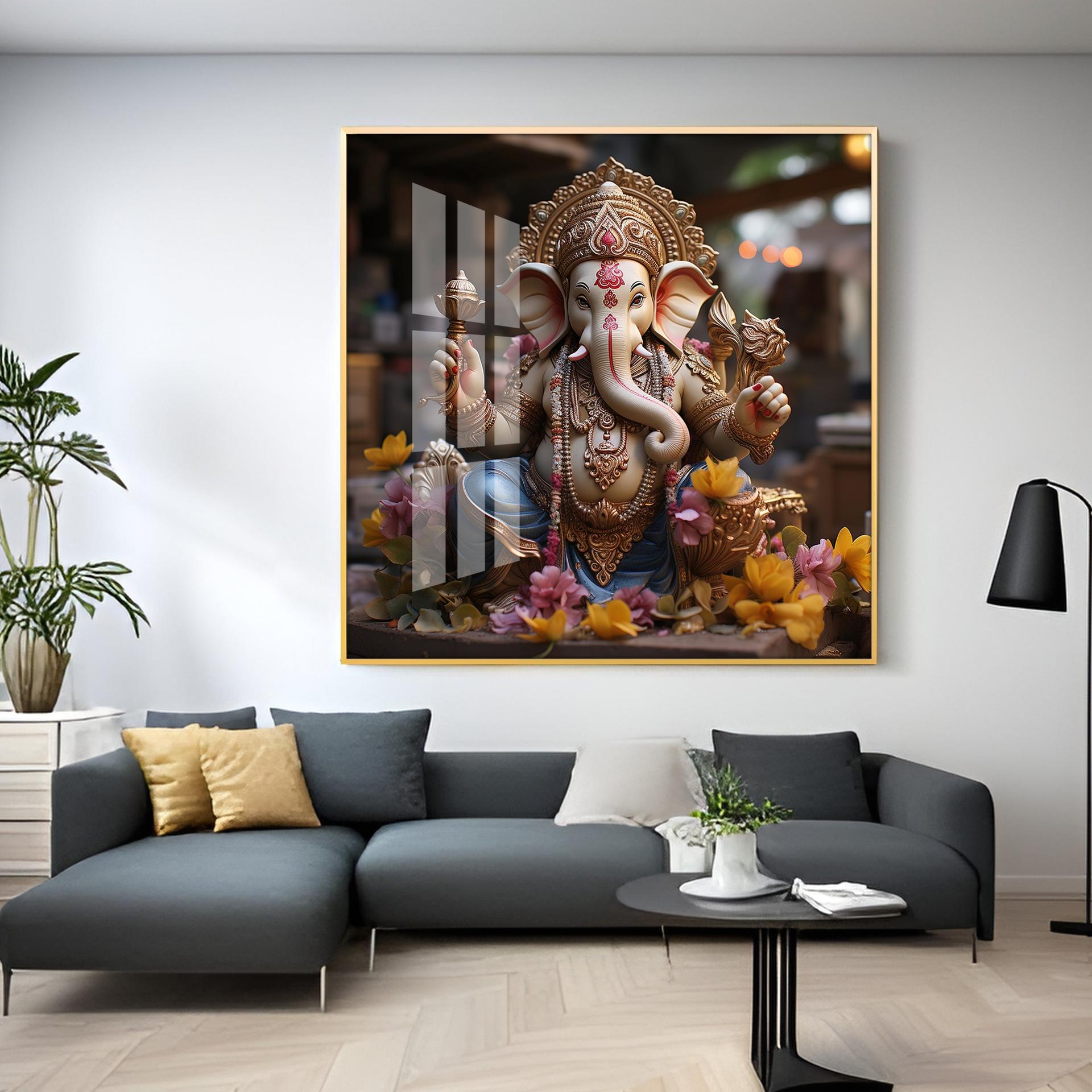Karya Siddh Ganesh Premium Acrylic Square Wall Art - Image 7