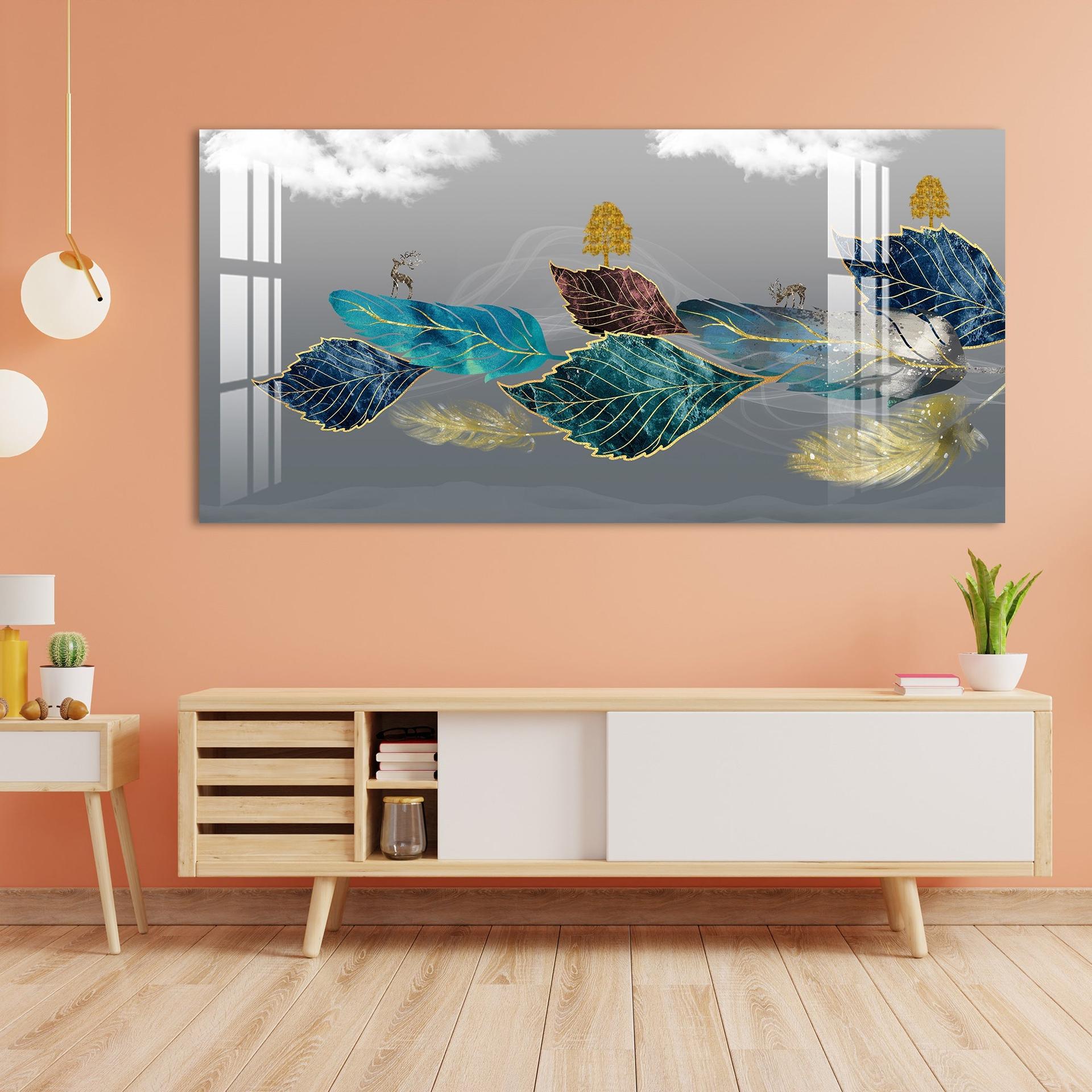 Abstract Colourful Leaves Acrylic Wall Art - Image 6