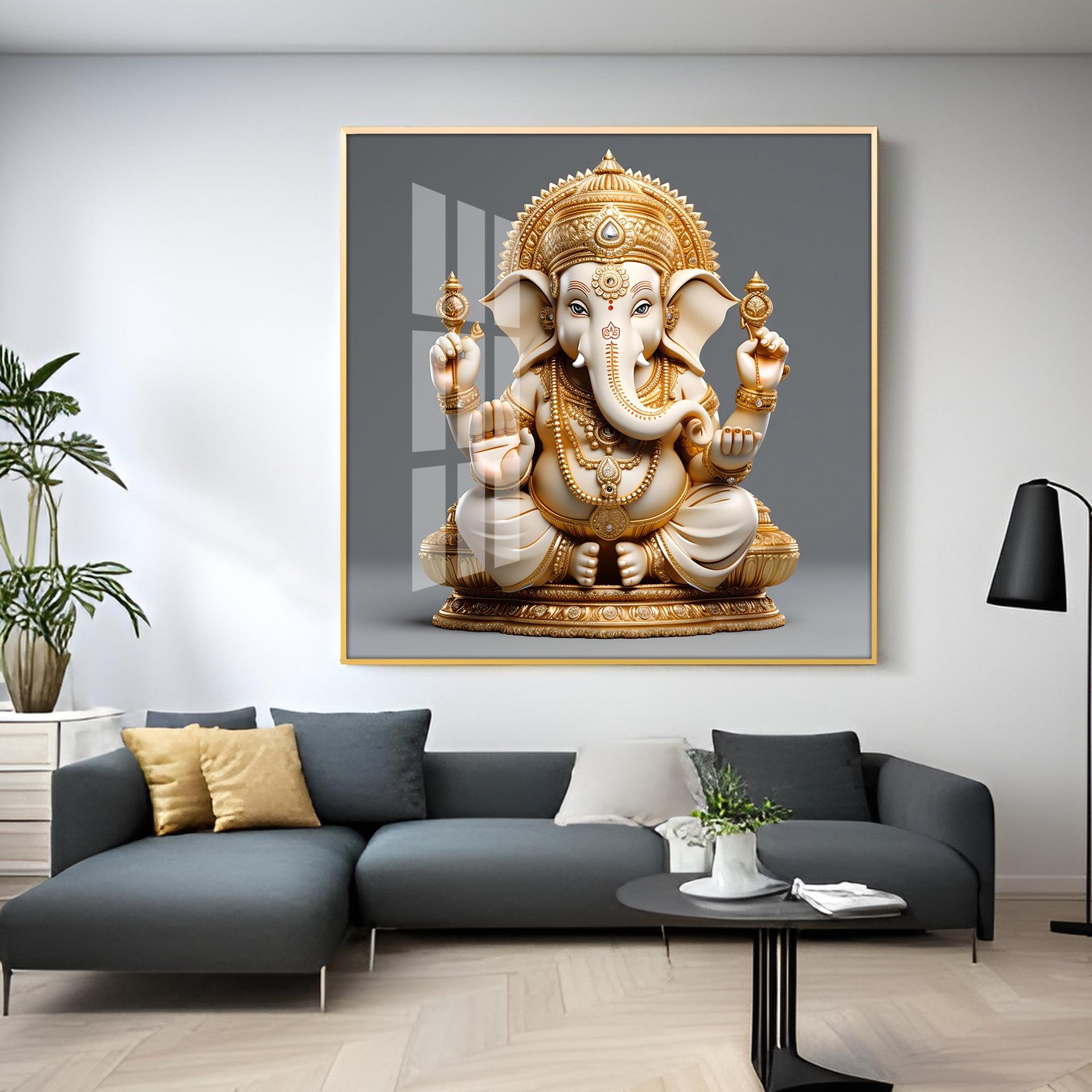 Cute Ganpati Premium Acrylic Square Wall Art - Image 6