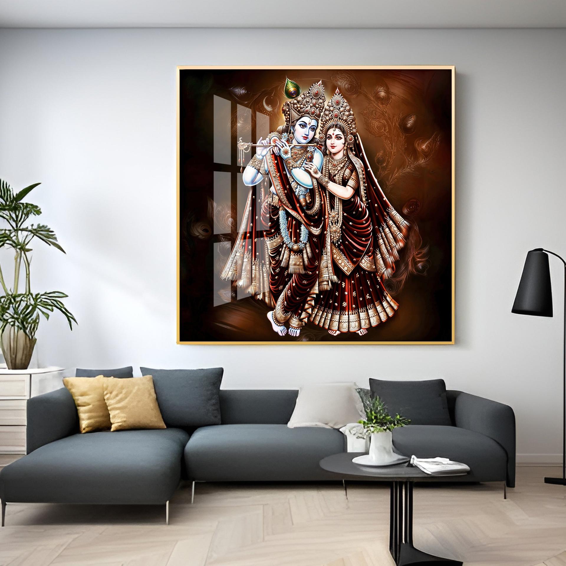 Beautiful Radha Krishna Premium Acrylic Square Wall Art - Image 10