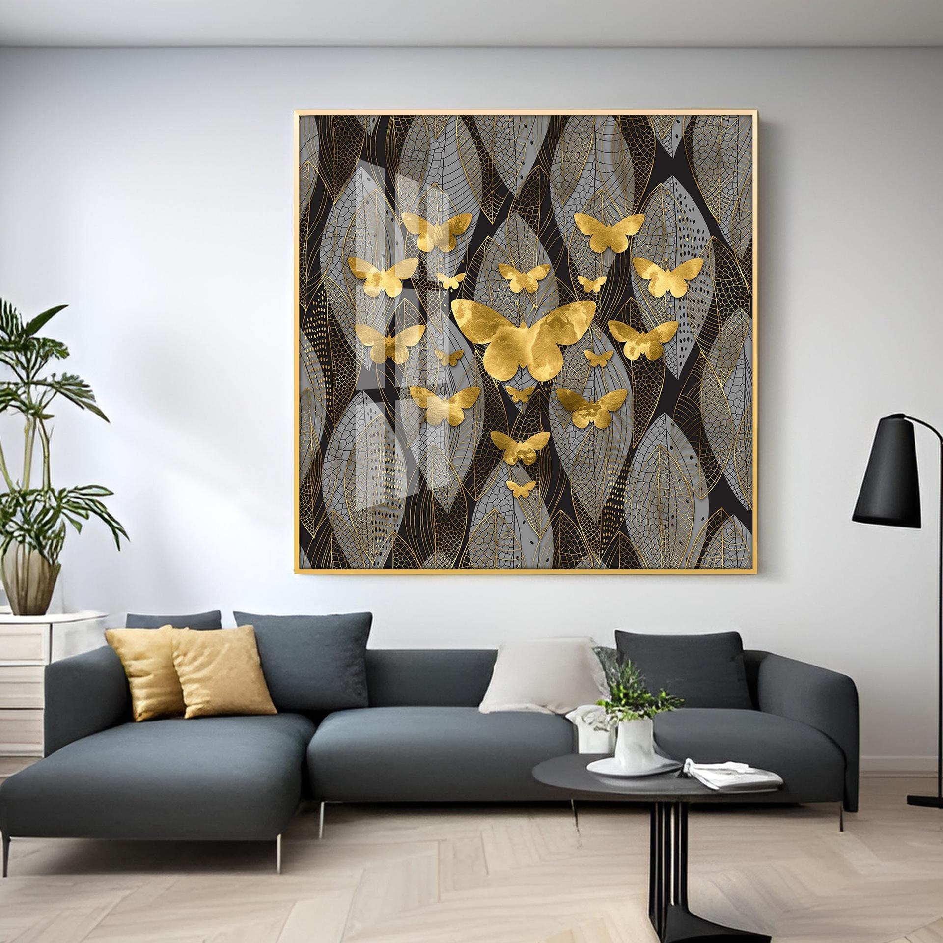 Golden Butterfly Light Luxury Premium Acrylic Square Wall Art - Image 7