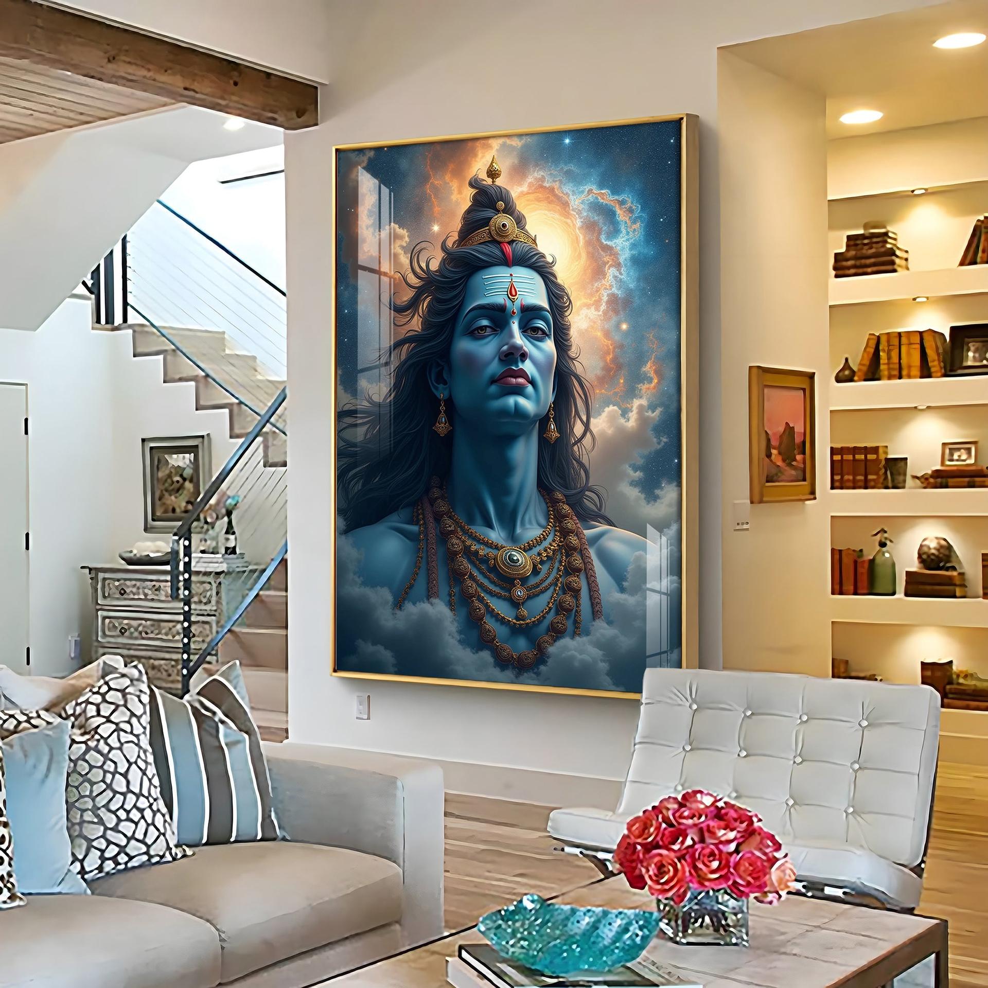 Lord Shiva In The Clouds Premium Acrylic Wall Art - Image 11