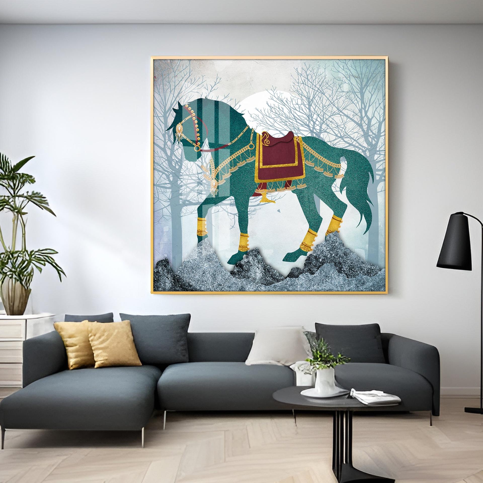 European Abstract Three-Dimensional Horse Premium Acrylic Square Wall Art - Image 7