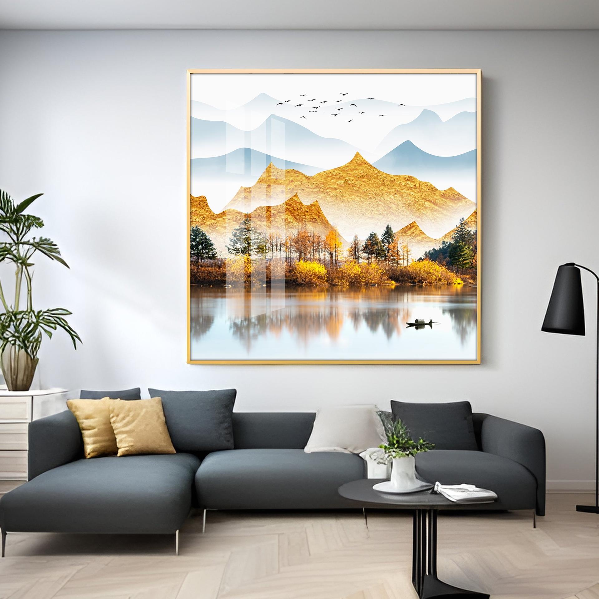 Sun Kissed Mountains Premium Acrylic Square Wall Art - Image 6