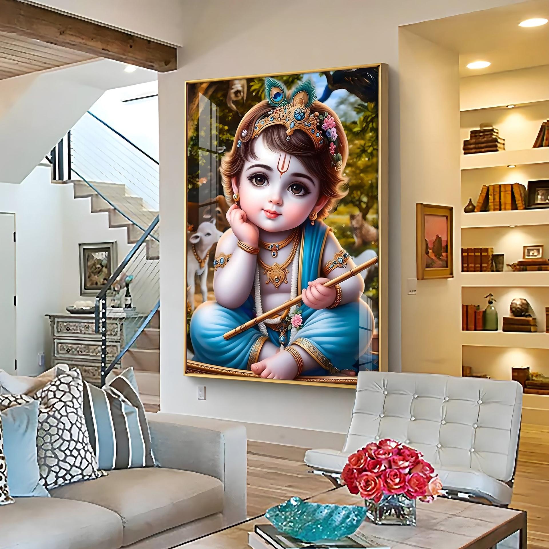 Little Krishna Reverberations Premium Vertical Acrylic Wall Art - Image 5