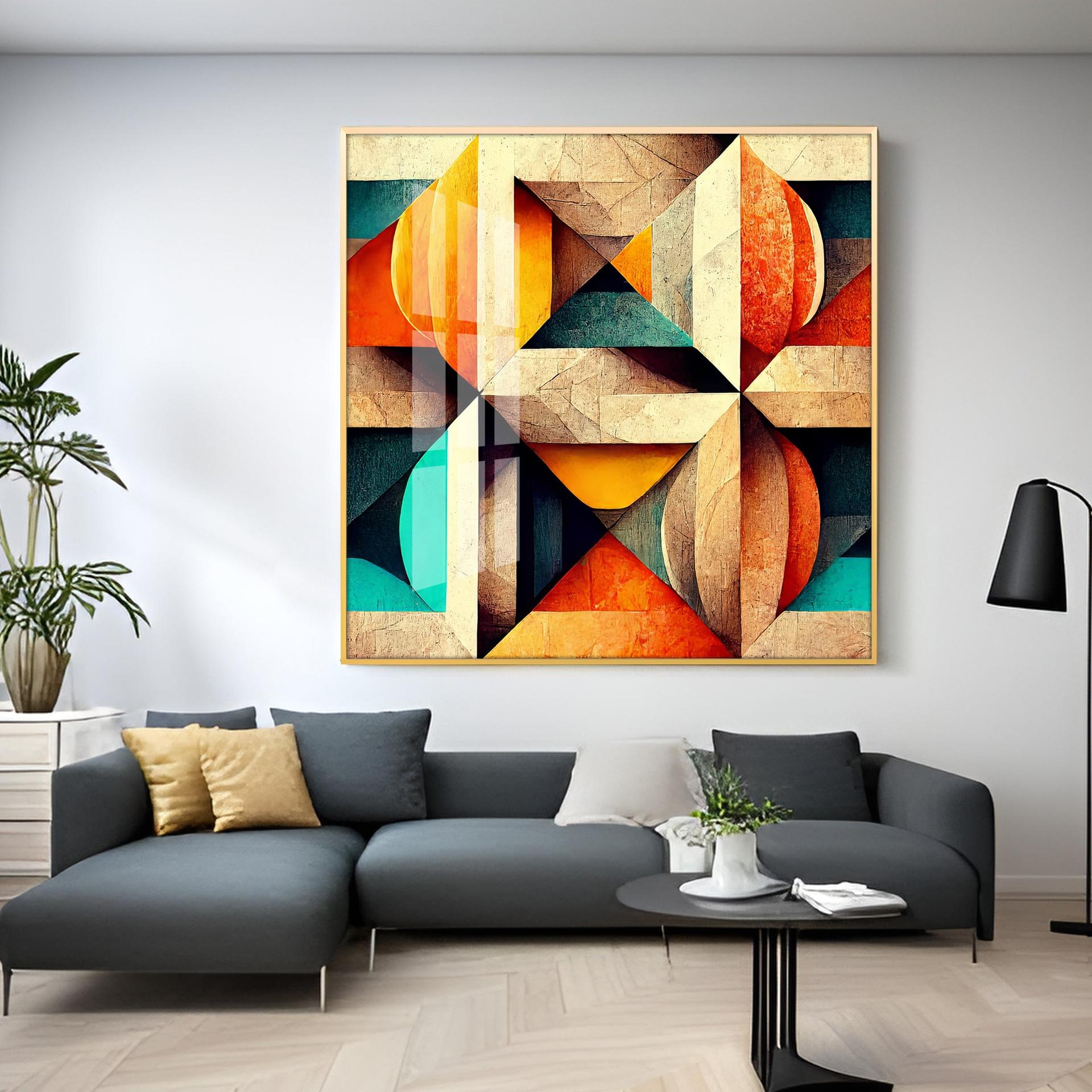 Seamless Pattern Shapes Premium Acrylic Square Wall Art - Image 9