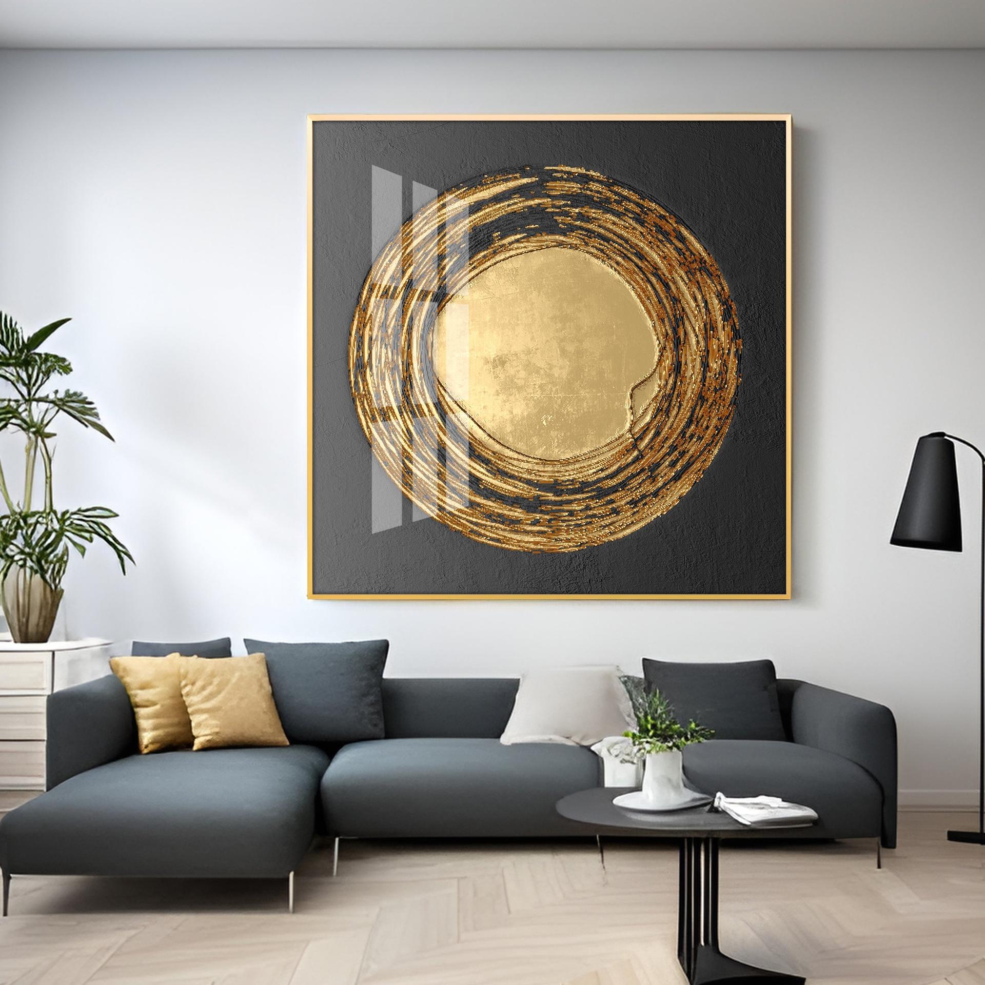Retro Golden Circle Premium Acrylic Square Wall Art - Image 13
