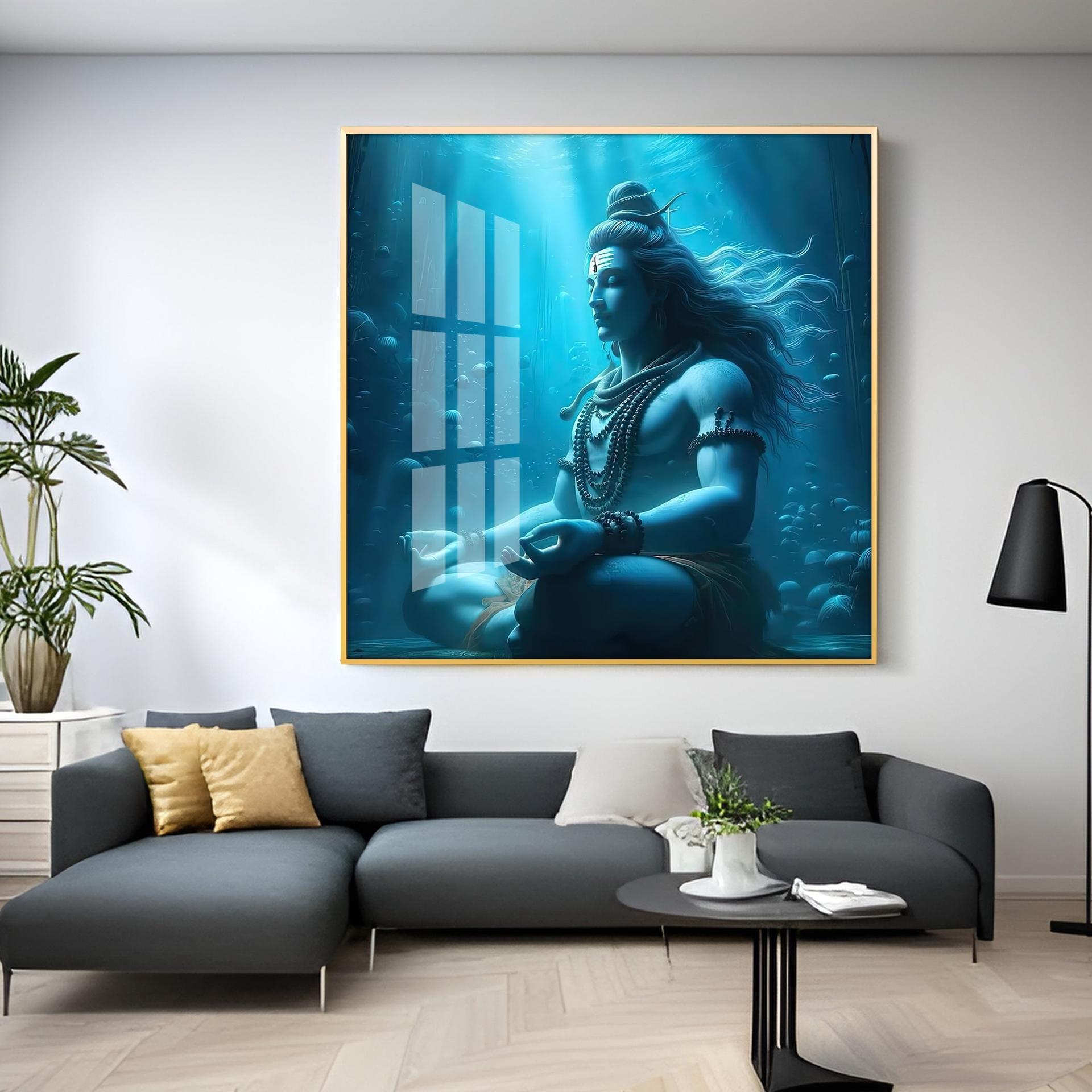 Meditating Shiva Premium Acrylic Square Wall Art - Image 6