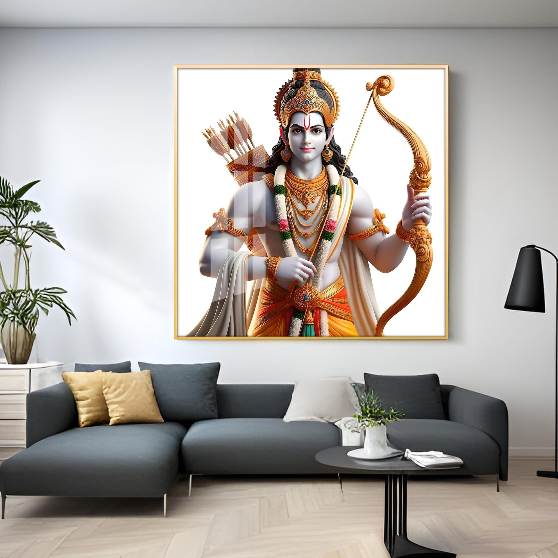 King Of Ayodhya Shree Ram Premium Acrylic Square Wall Art - Image 7