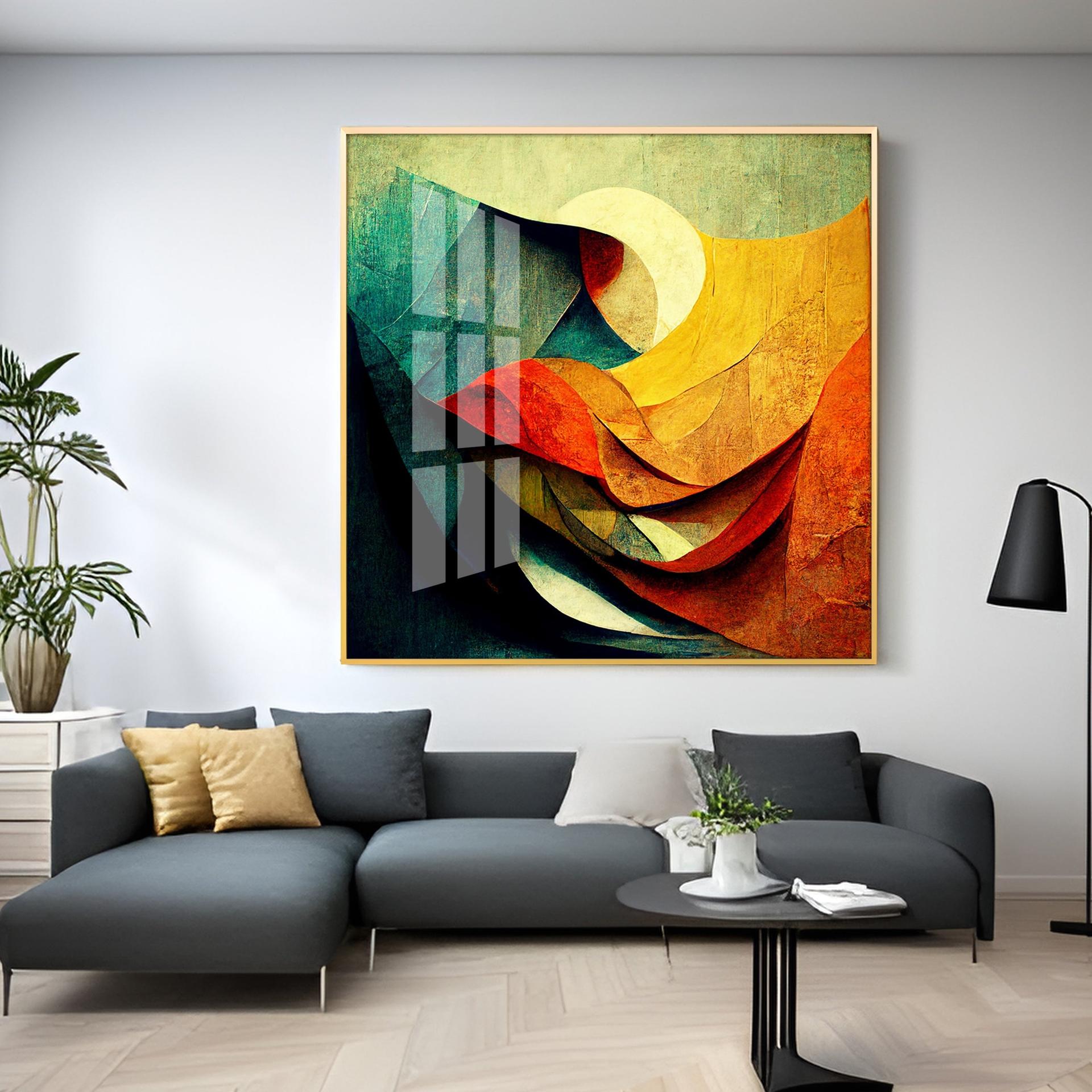 Abstract Contemporary Modern Watercolor Art Premium Acrylic Square Wall Art - Image 9