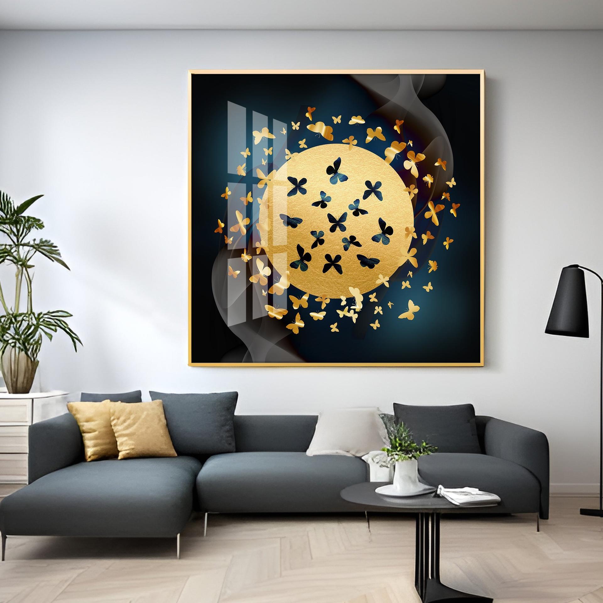 Glittering Butterfly Premium Acrylic Square Wall Art - Image 6