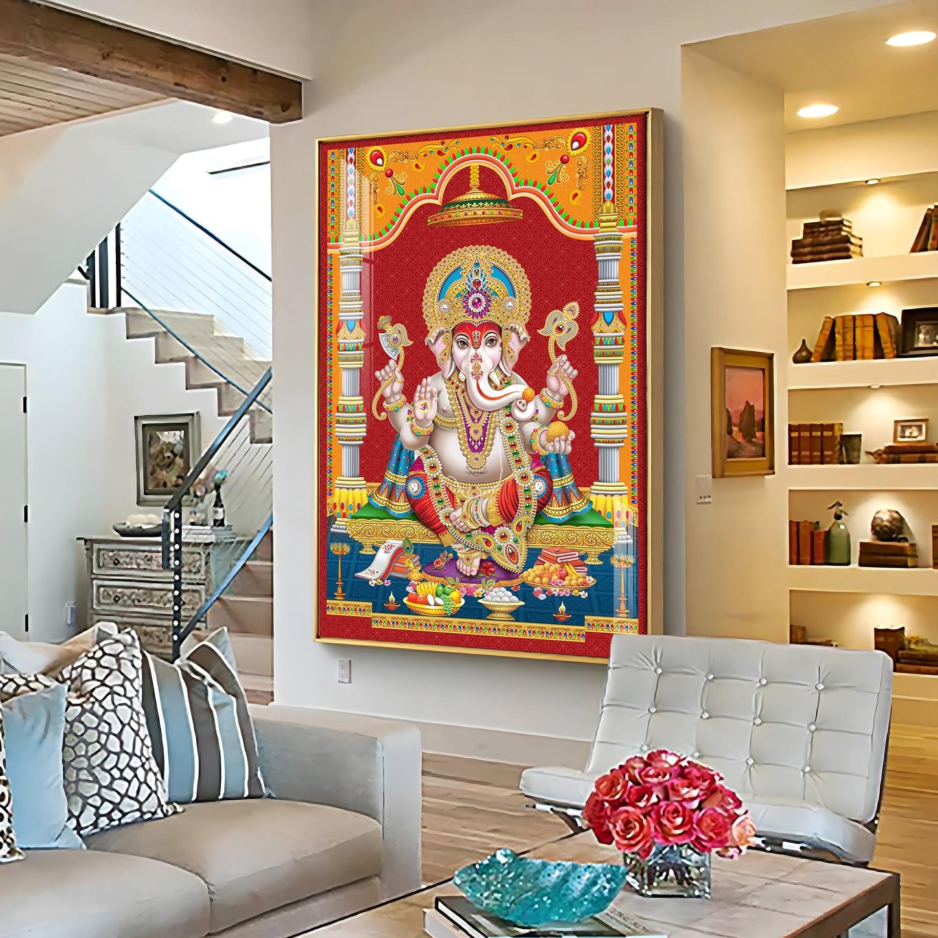 Divine Ganesha Premium Acrylic Vertical Wall Art - Image 4