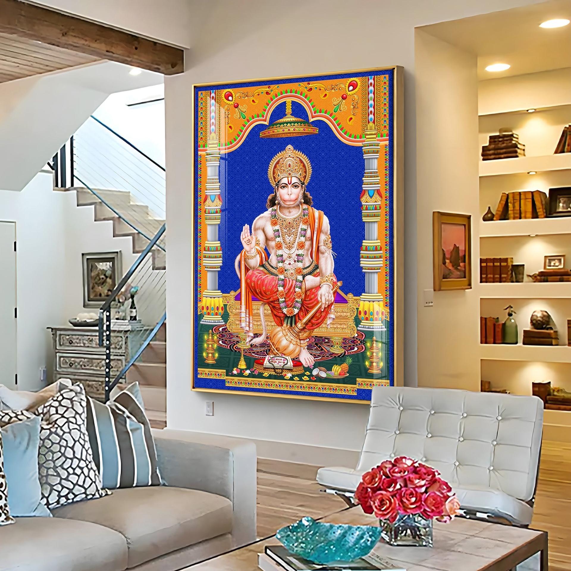 Divine Lord Hanuman Premium Acrylic Vertical Wall Art - Image 3