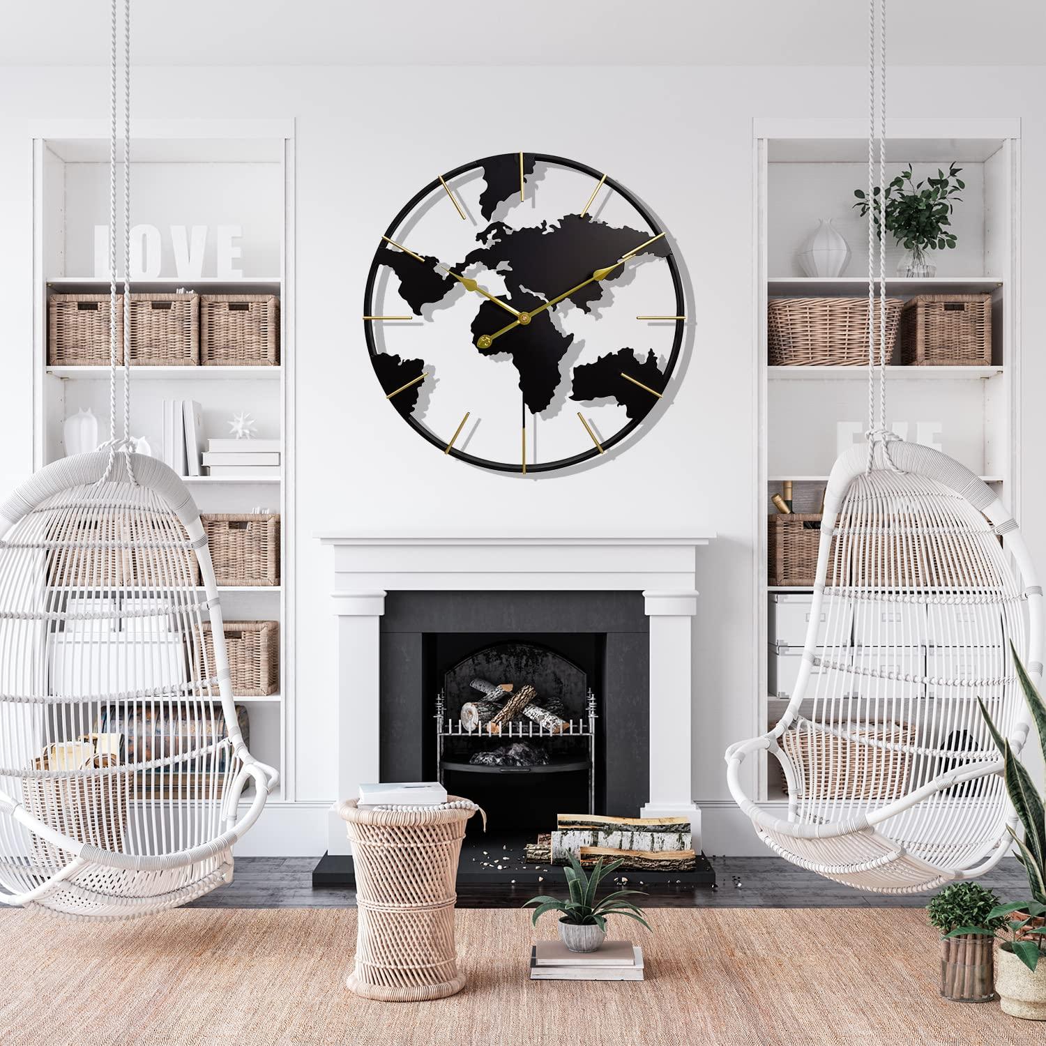 World Map Metal Wall Clock - Image 4