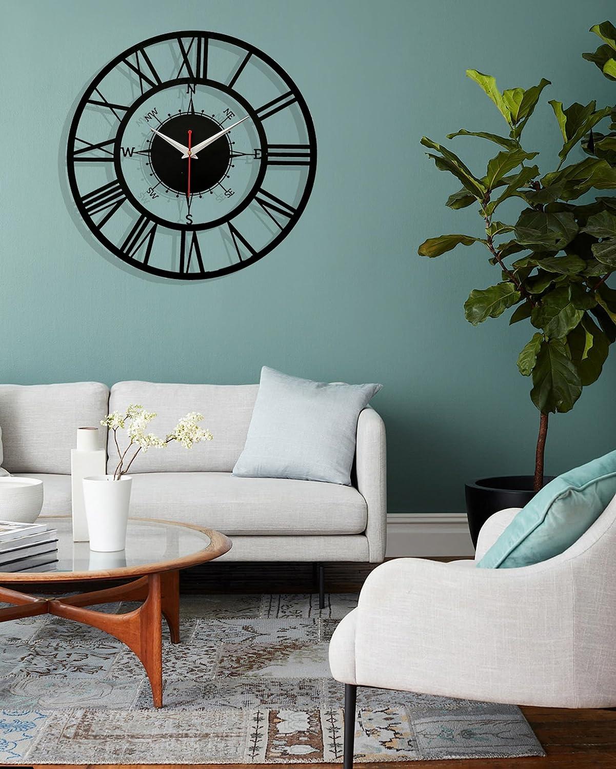 Direction Black Metal Wall Clock - Image 3