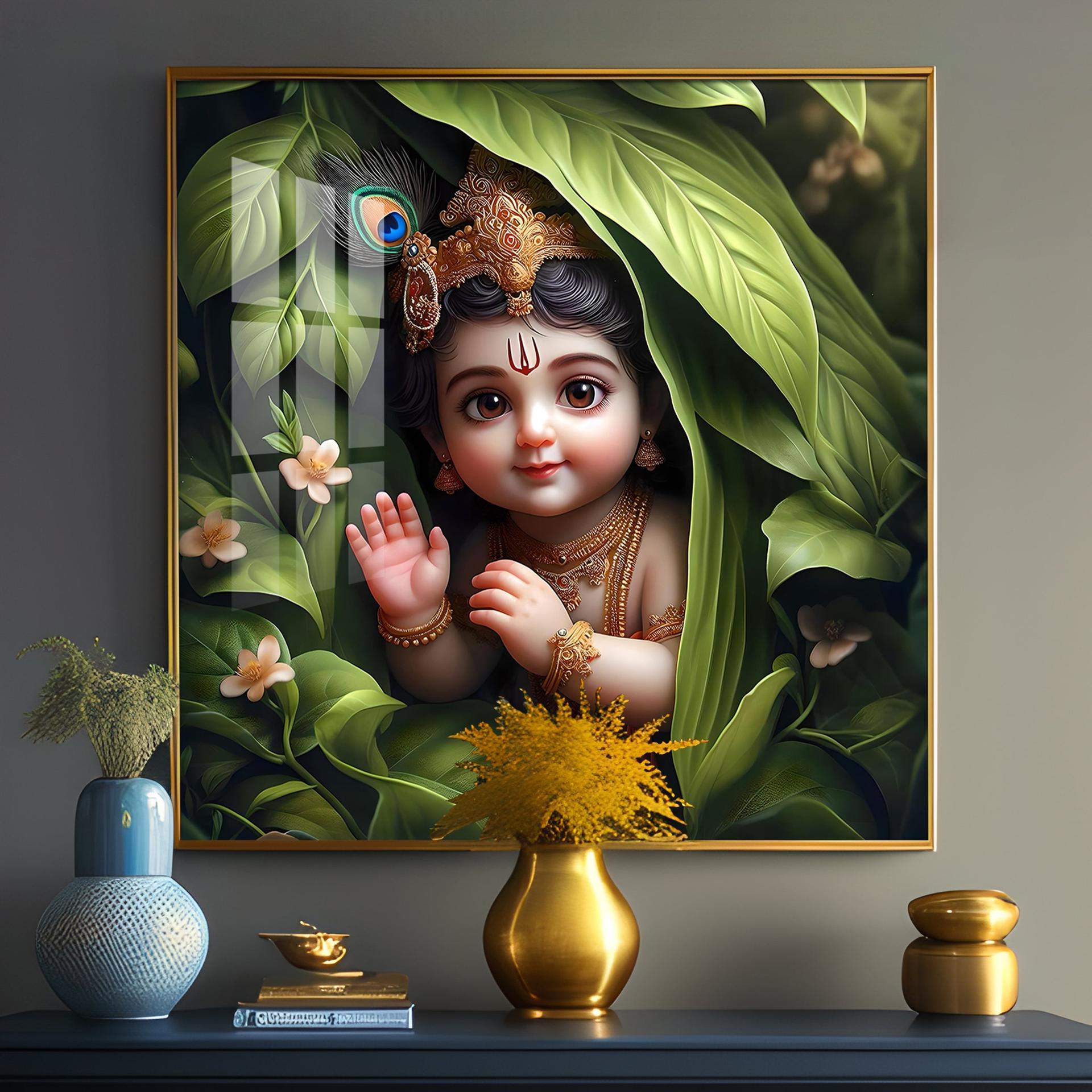 Ladoo Gopal Premium Acrylic Square Wall Art - Image 10