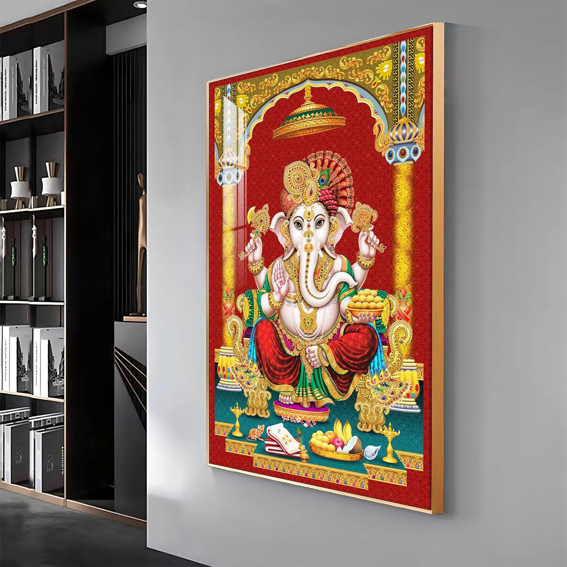 Majestic Lord Ganesha Premium Acrylic Vertical Wall Art - Image 14