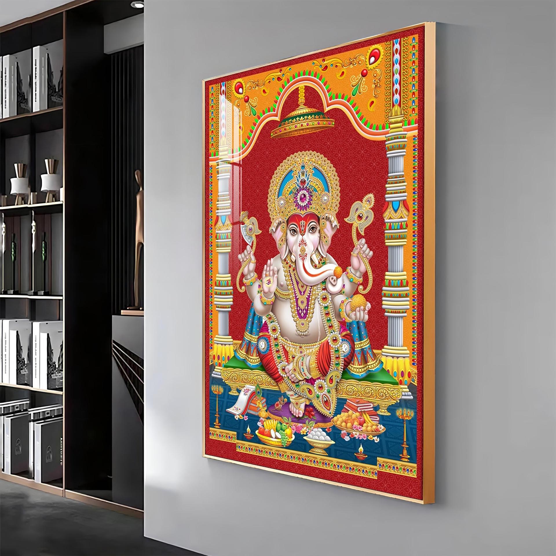 Divine Ganesha Premium Acrylic Vertical Wall Art - Image 12
