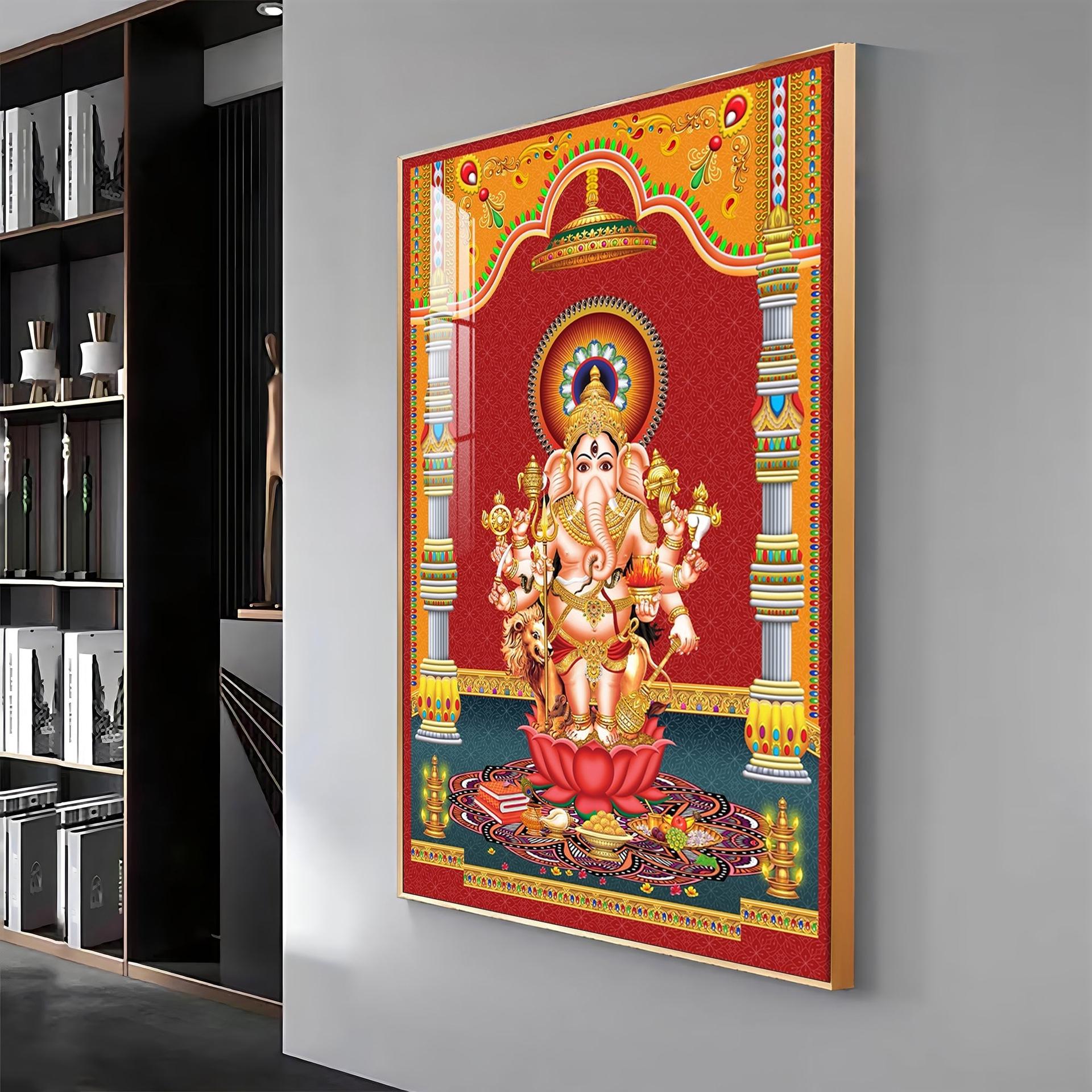 Lord Ganesh Blessings Premium Acrylic Vertical Wall Art - Image 13