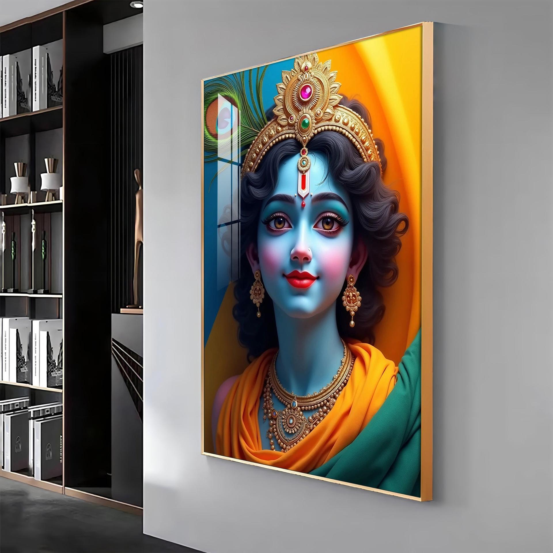 Krishna In Vivid Hues Premium Acrylic Wall Art - Image 11