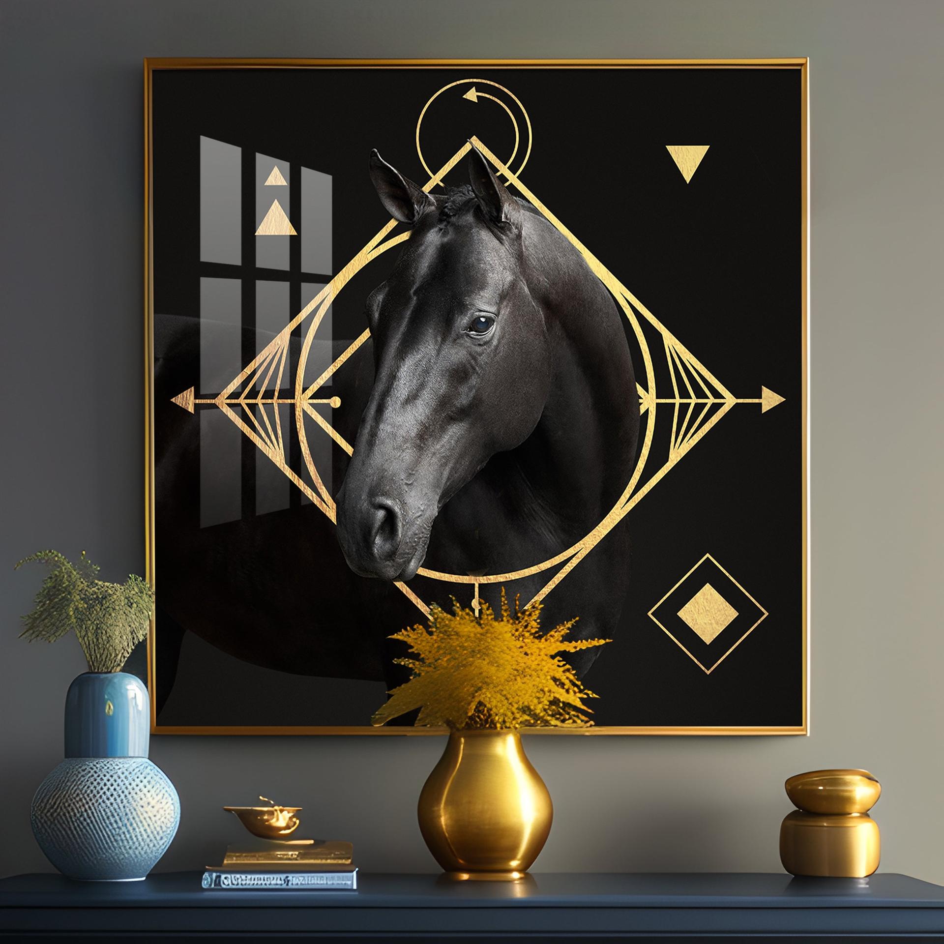 Gold Foil Horse Premium Acrylic Square Wall Art - Image 11