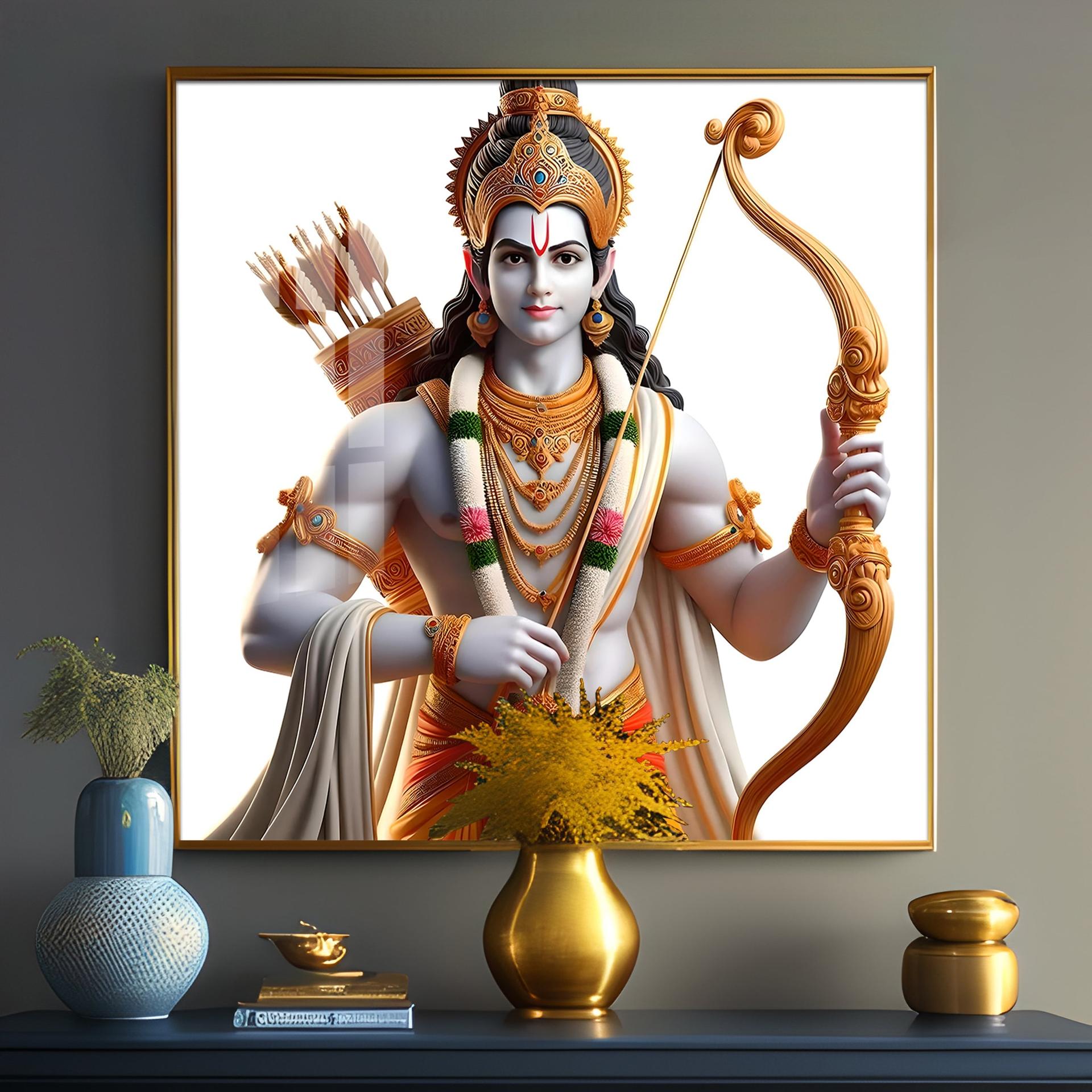 King Of Ayodhya Shree Ram Premium Acrylic Square Wall Art - Image 10