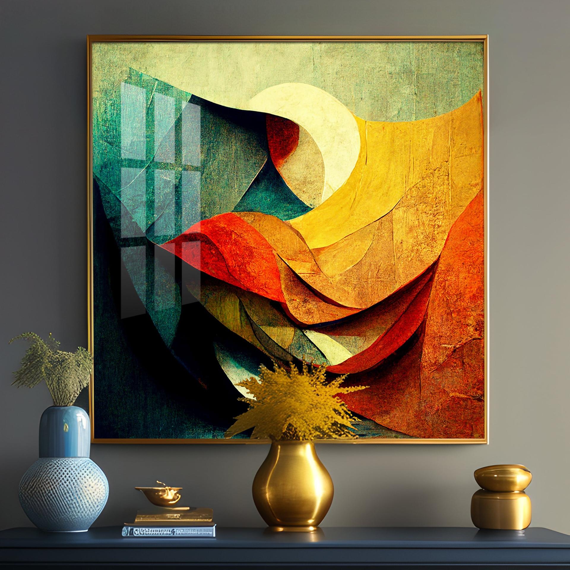 Abstract Contemporary Modern Watercolor Art Premium Acrylic Square Wall Art - Image 15