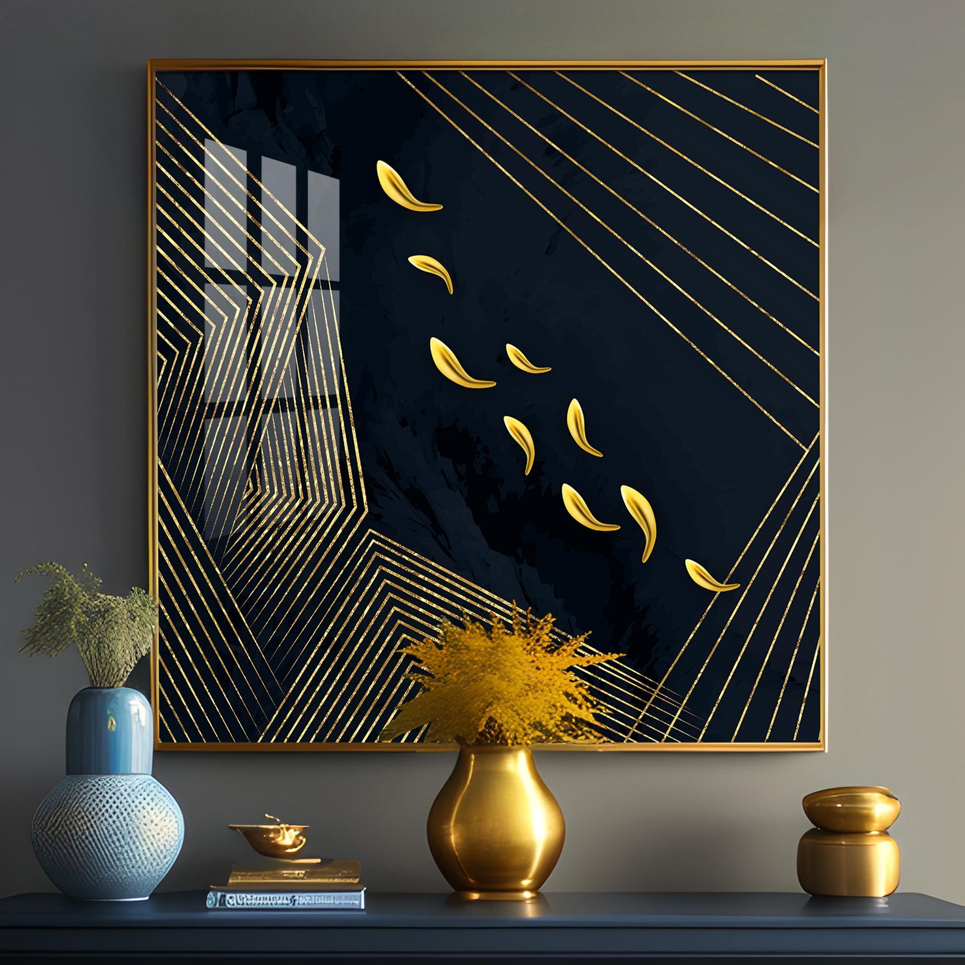 Gold Foil Goldfish Premium Acrylic Square Wall Art - Image 12