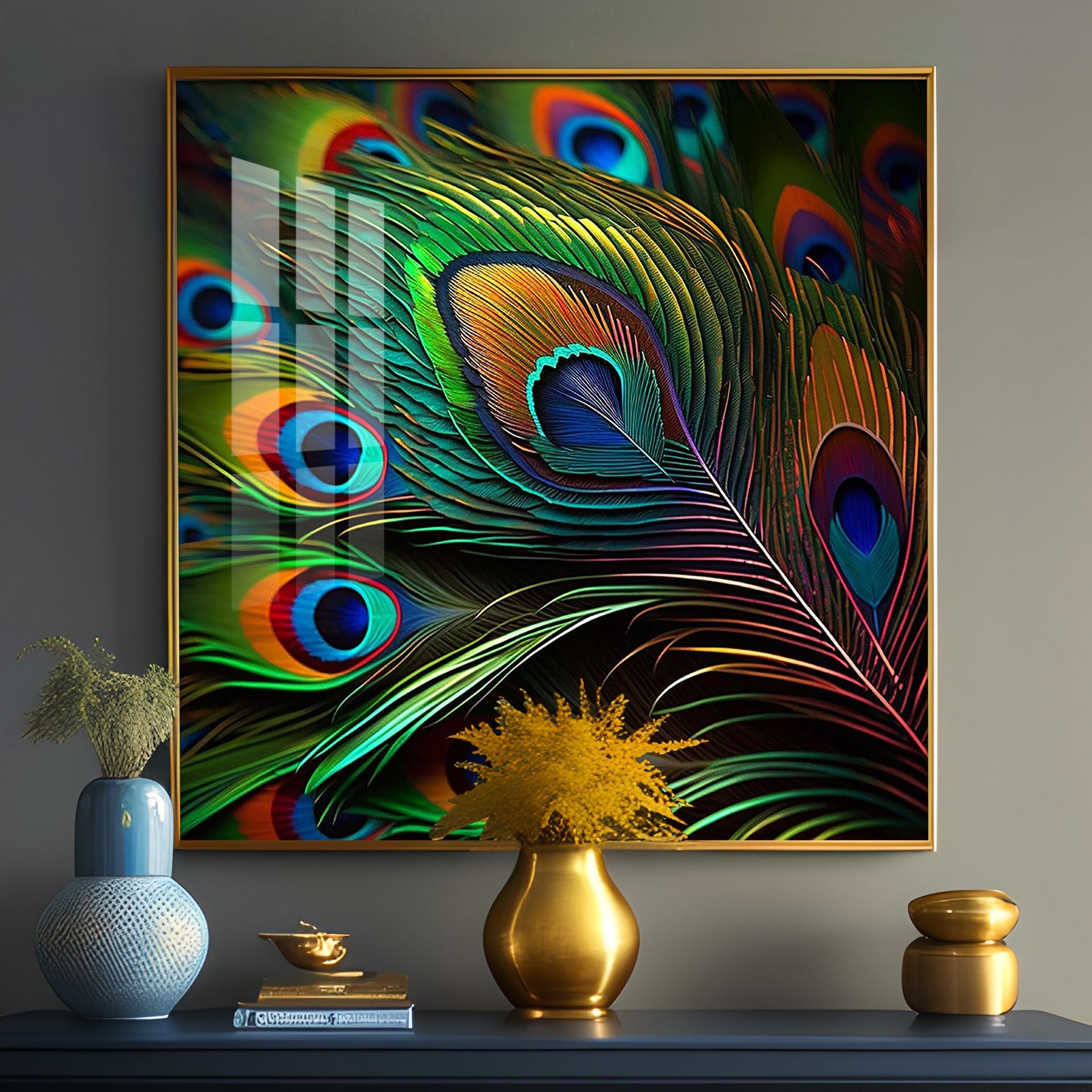 Peacock Feather Premium Acrylic Square Wall Art - Image 15
