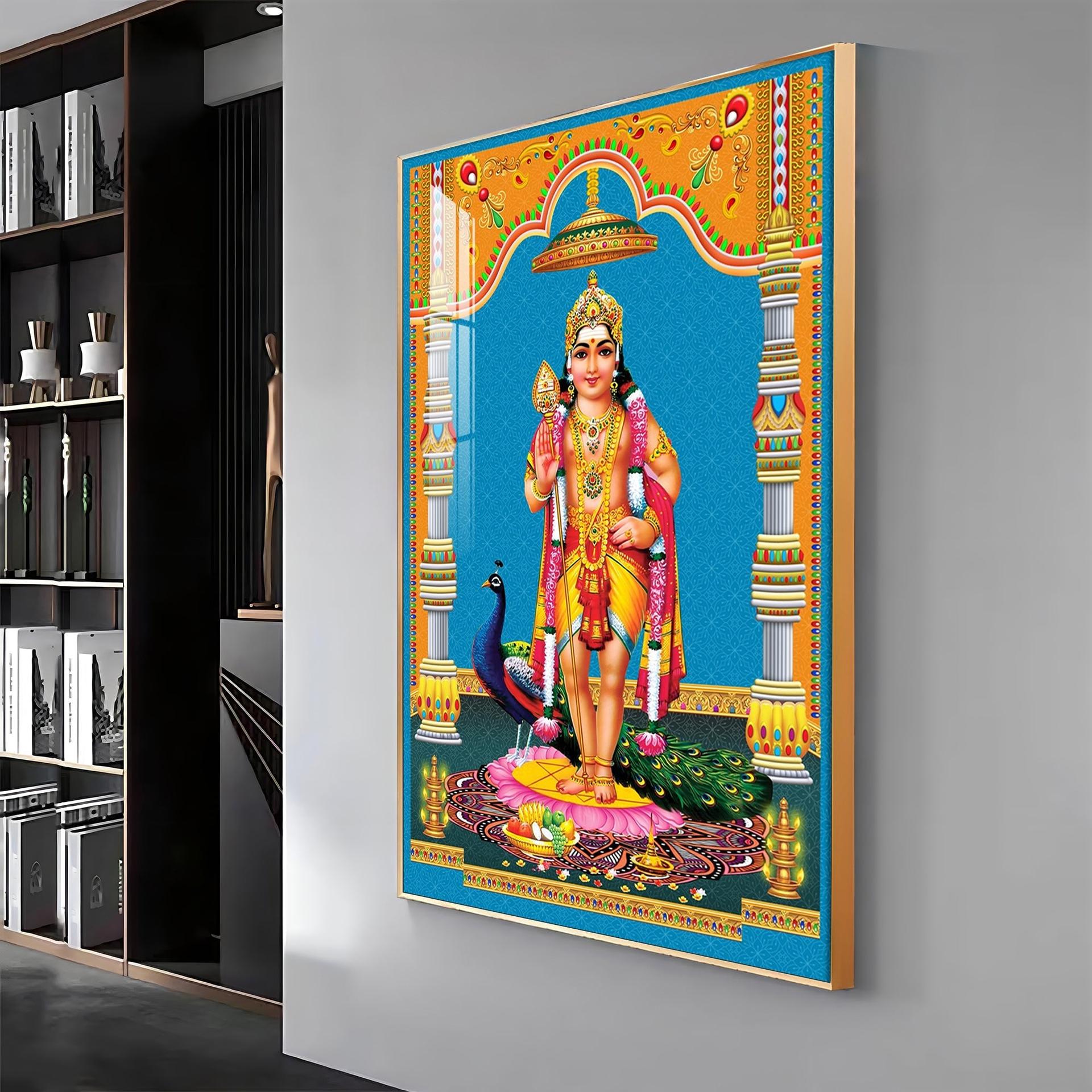 God Murugan Kartikeya Premium Acrylic Vertical Wall Art - Image 13