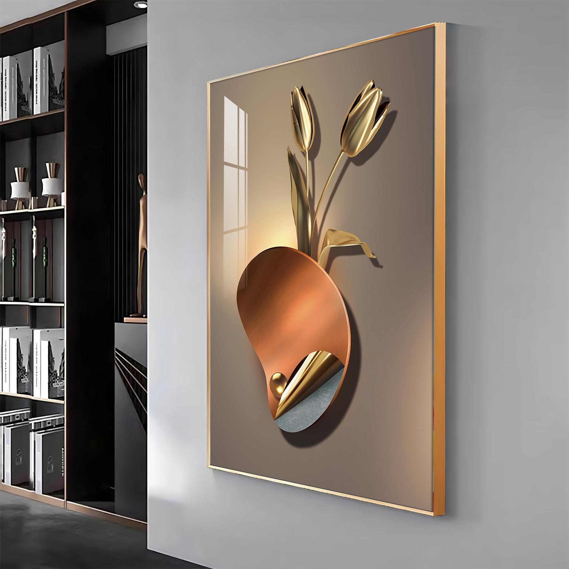 Golden Rose Aura Luxury Crystal Vertical Wall Art - Image 12