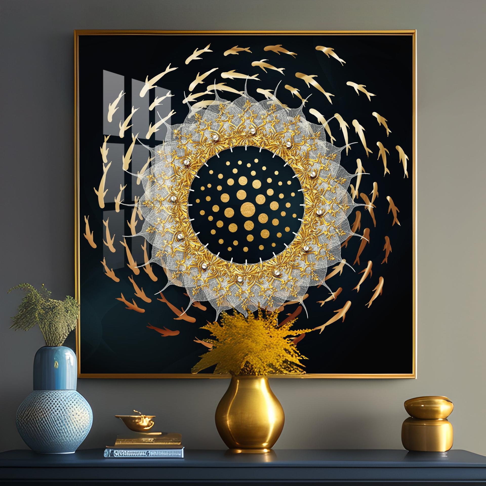 Swirling Fishes Premium Acrylic Square Wall Art - Image 10