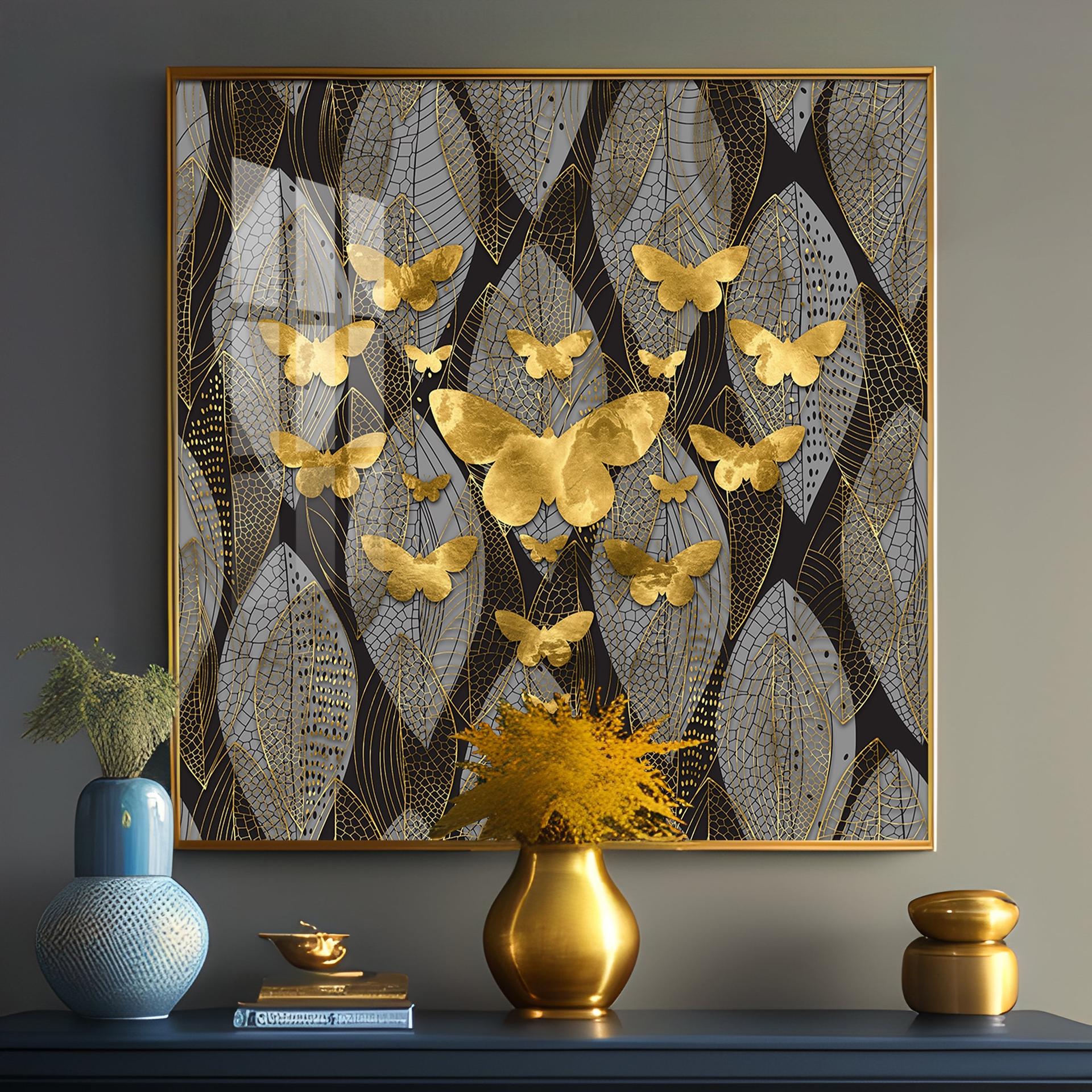 Golden Butterfly Light Luxury Premium Acrylic Square Wall Art - Image 12