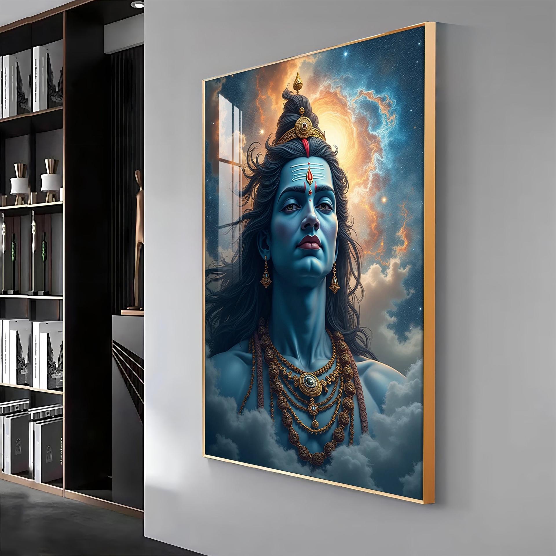 Lord Shiva In The Clouds Premium Acrylic Wall Art - Image 2