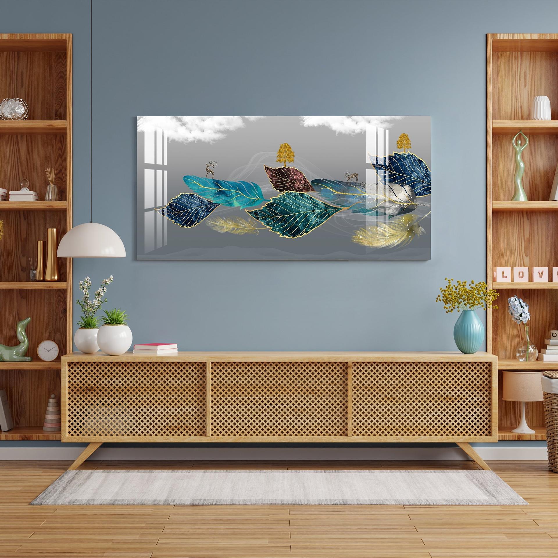 Abstract Colourful Leaves Acrylic Wall Art - Image 7