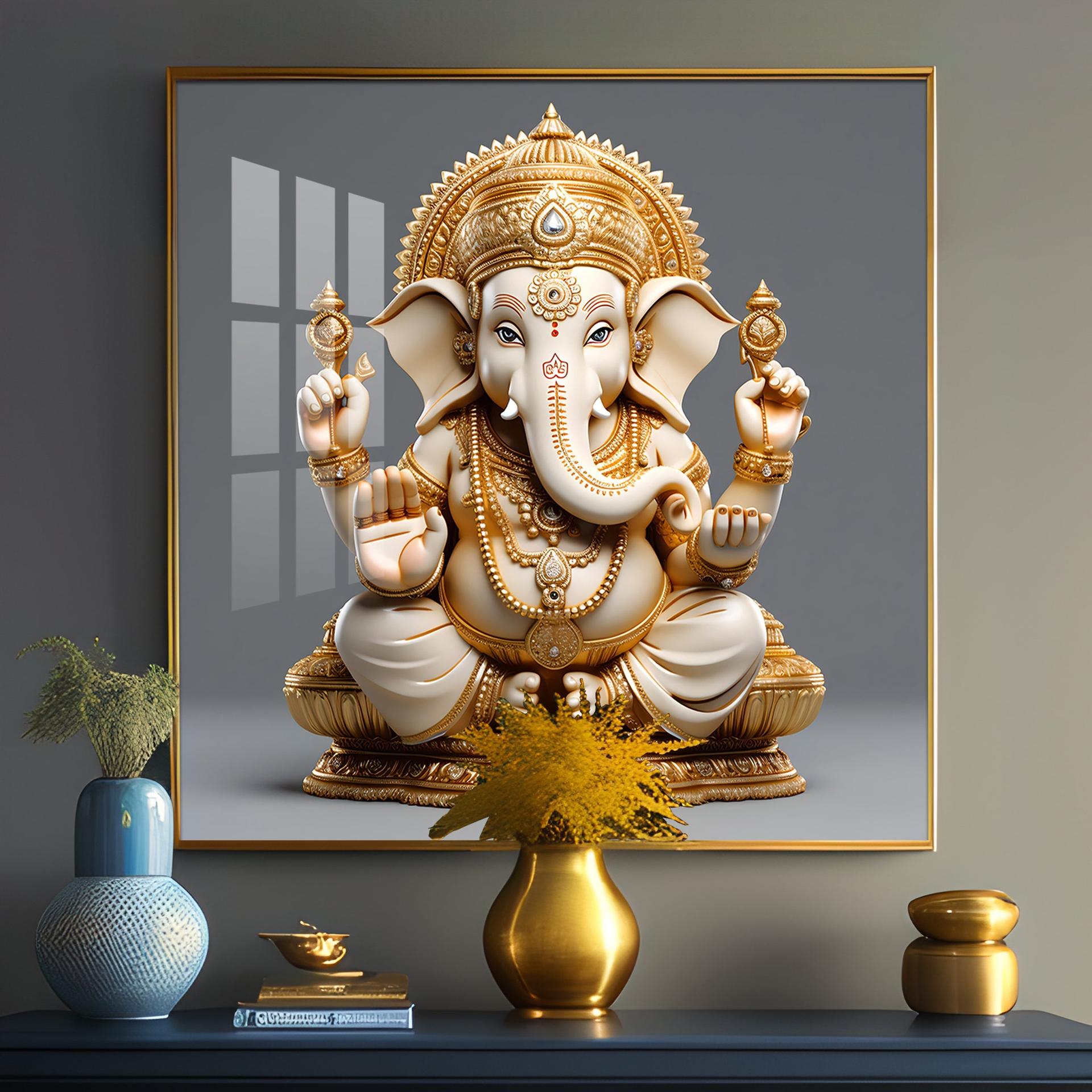 Cute Ganpati Premium Acrylic Square Wall Art