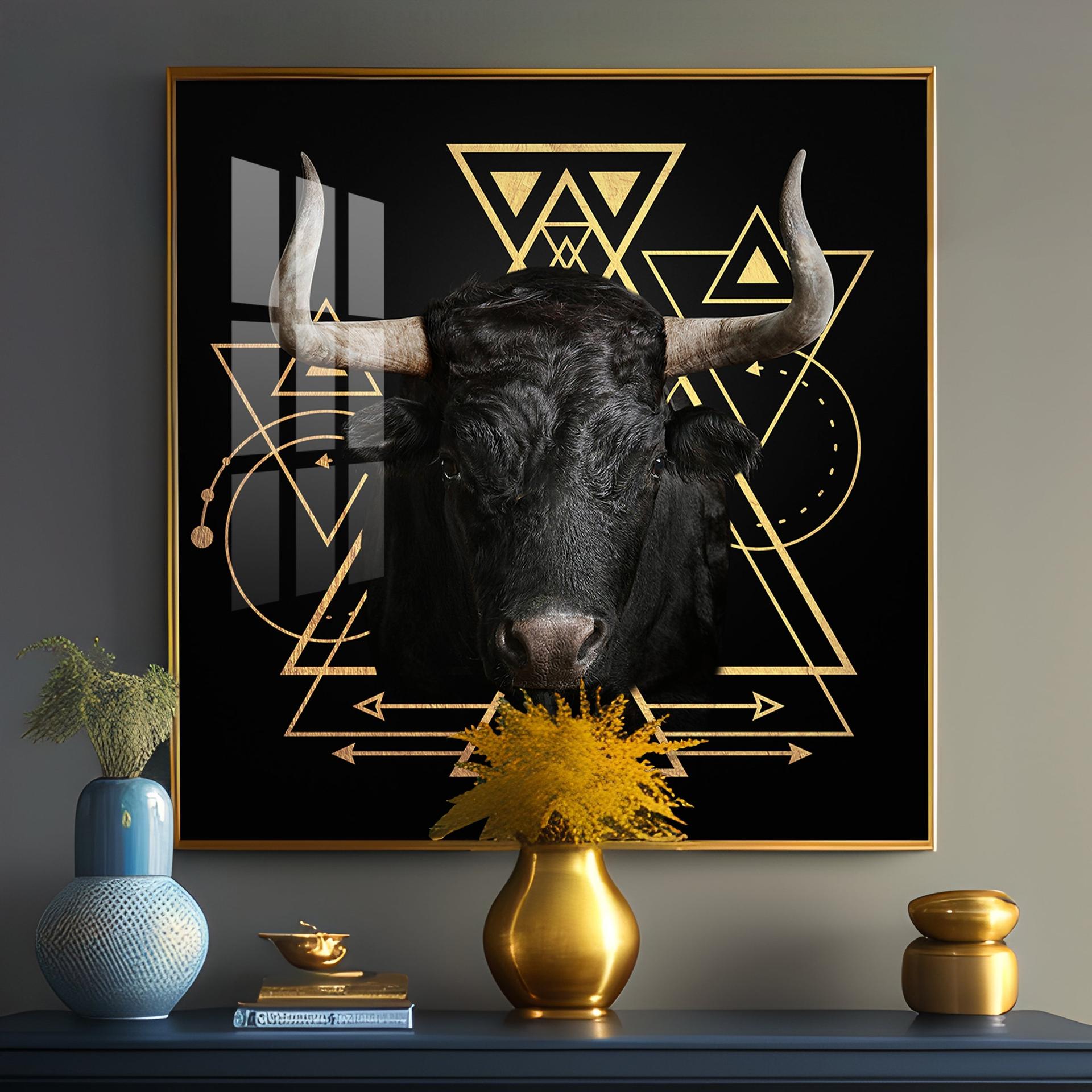Gold Foil Geometric Figure Yak Premium Acrylic Square Wall Art - Image 11